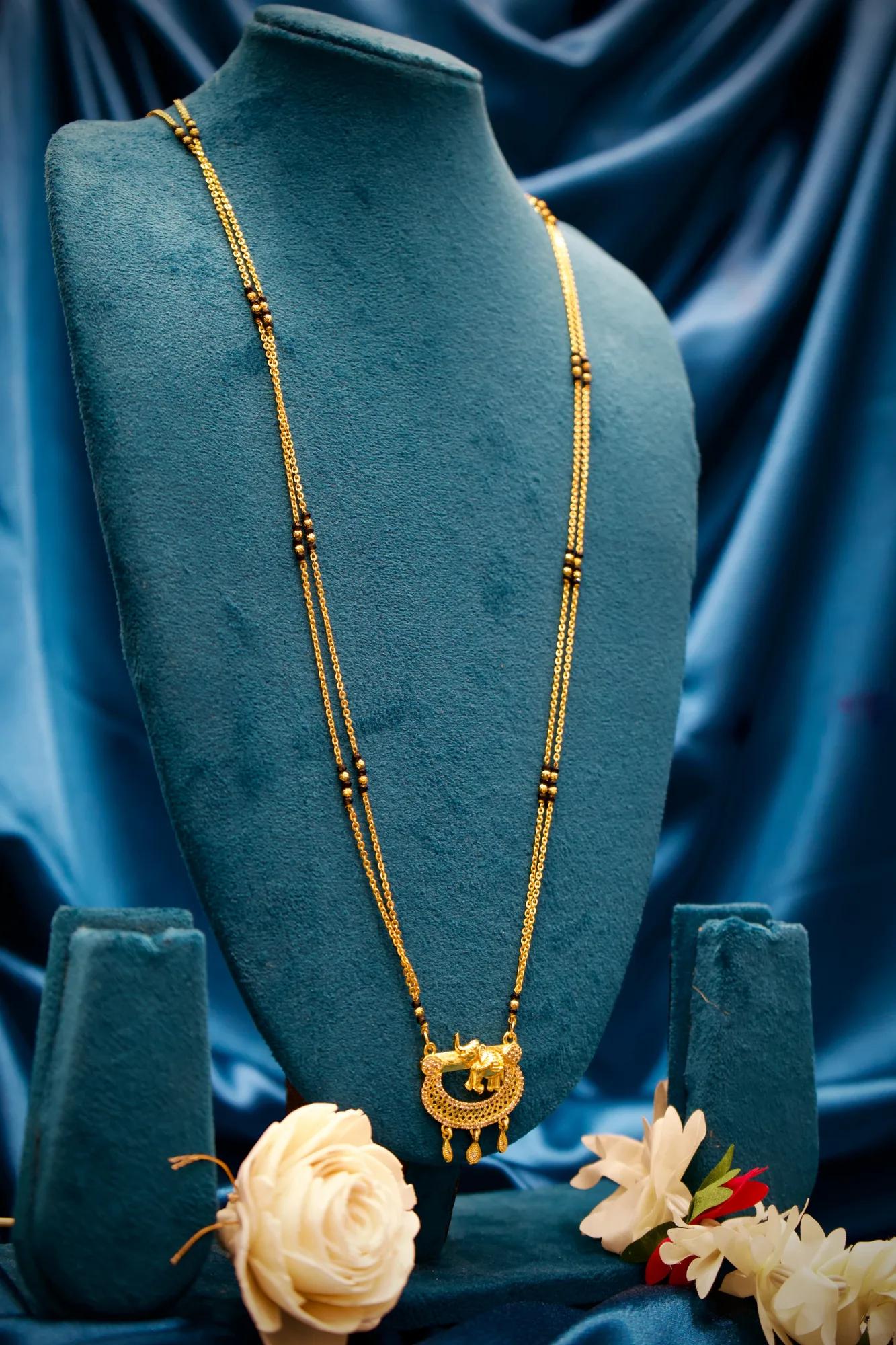 Royal Elephant Motif Mangalsutra Pendant Necklace