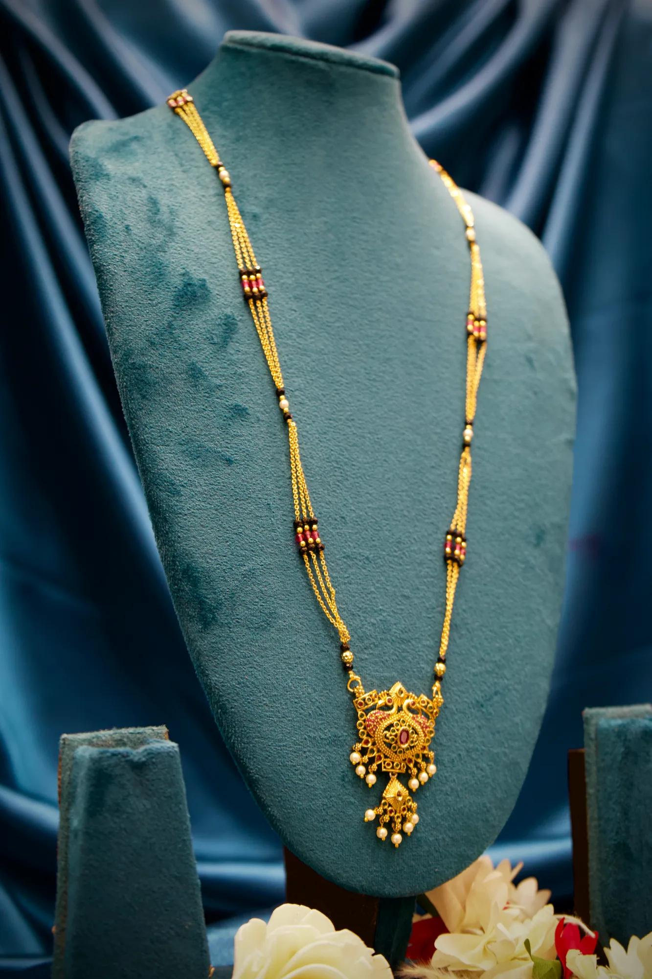 Royal Peacock Pearl Drop Designer Mangalsutra