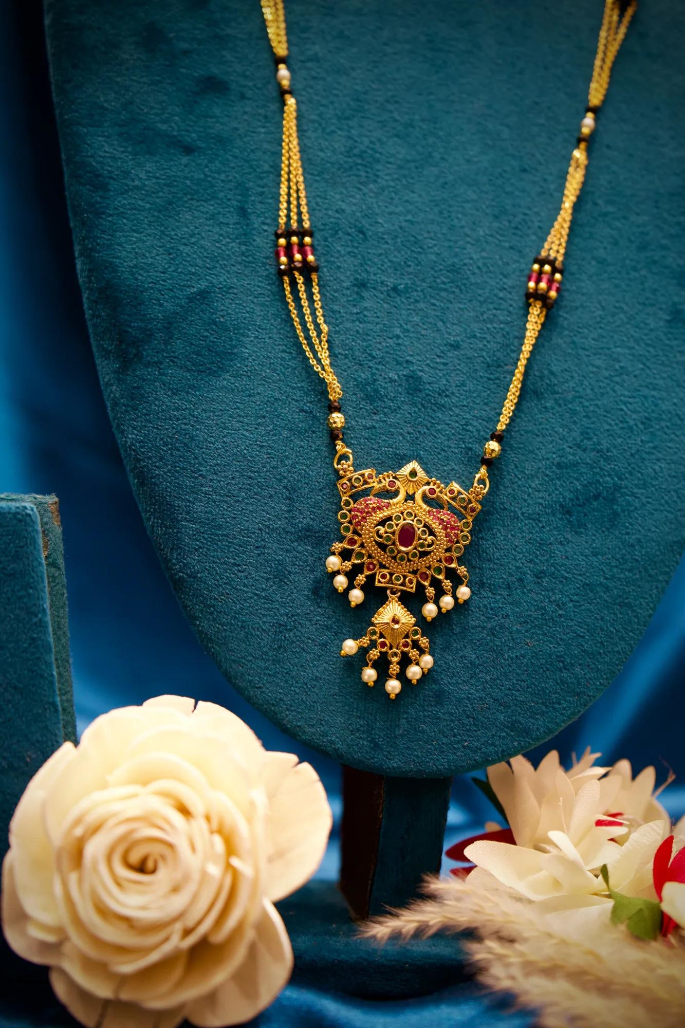 Royal Peacock Pearl Drop Designer Mangalsutra