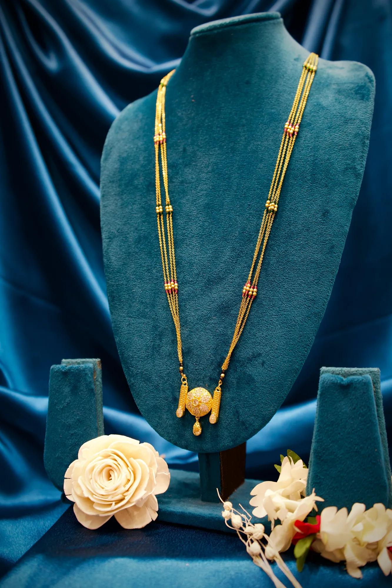 Multi-Strand Floral Crystal Mangalsutra Necklace