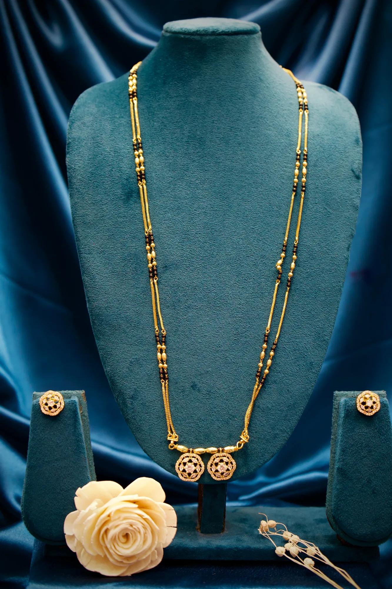 Elegant CZ Twin Charm Mangalsutra Set