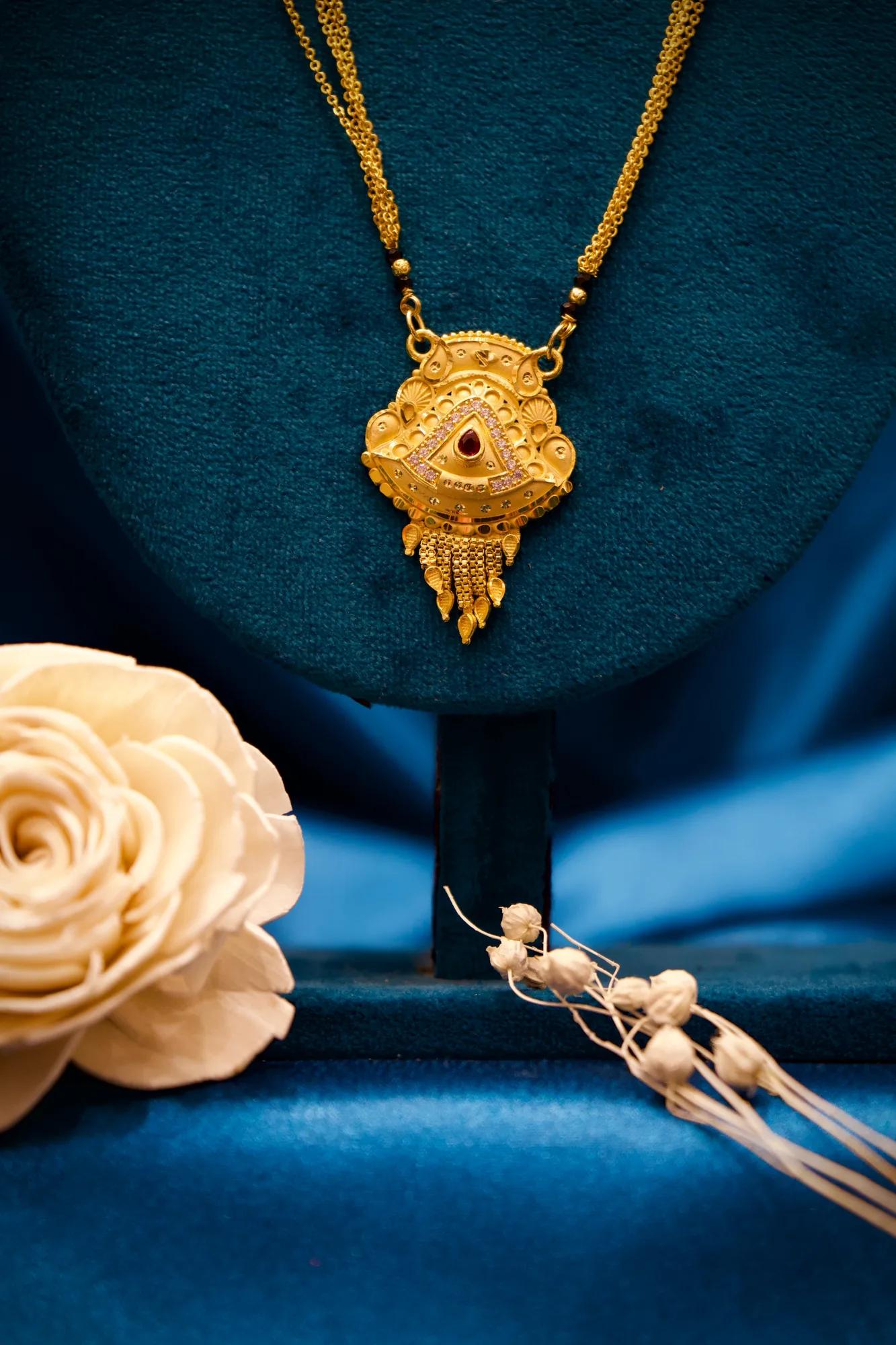 Traditional Multi-Layer Mangalsutra Necklace with Antique Pendant