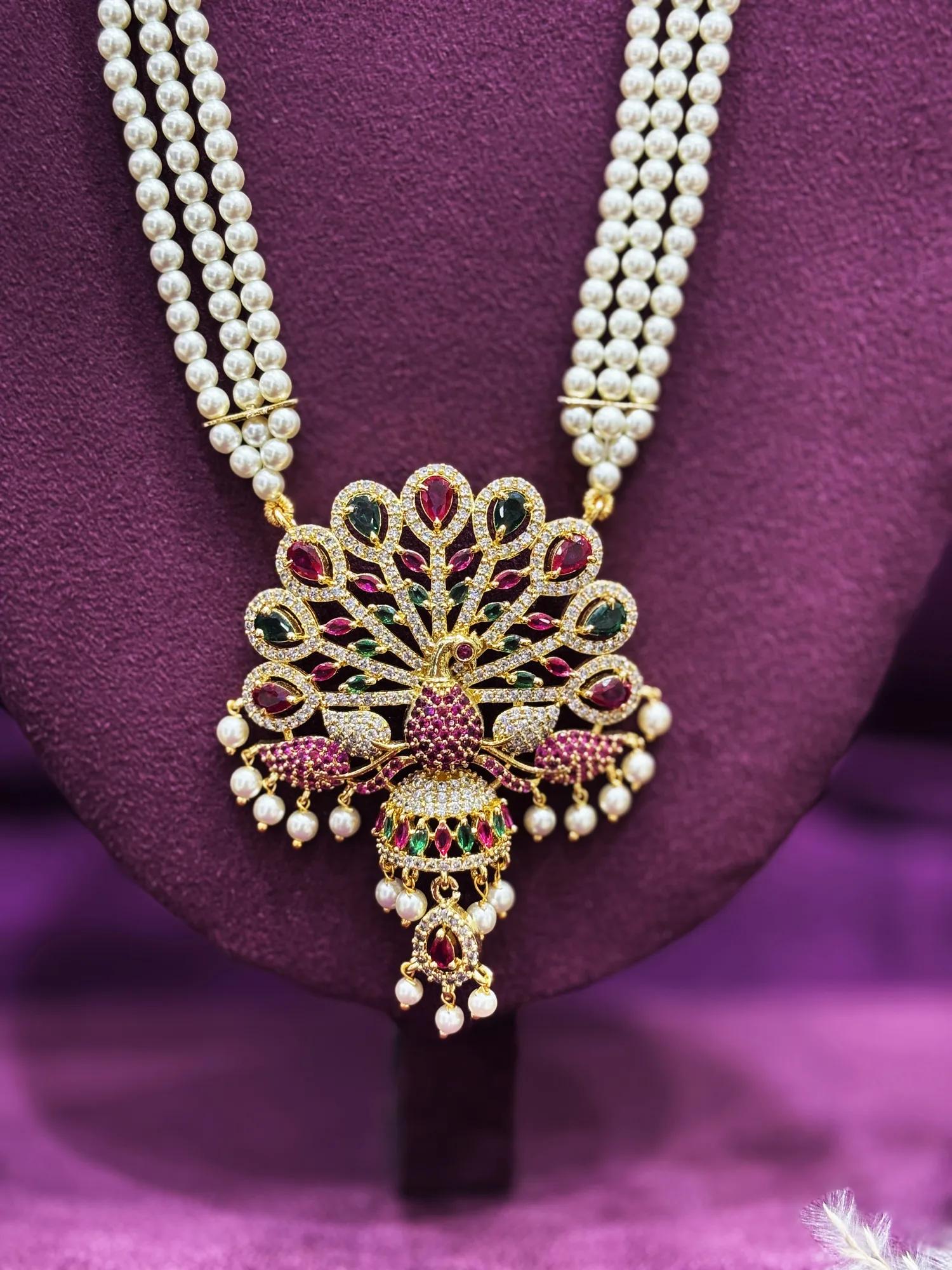 Royal Peacock Pearl Saaj Necklace Set