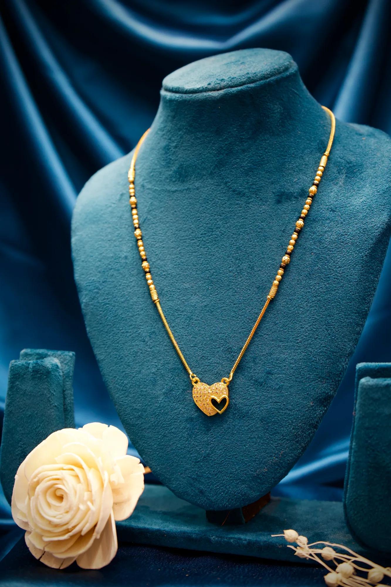 Elegant Heart Charm Mangalsutra Necklace
