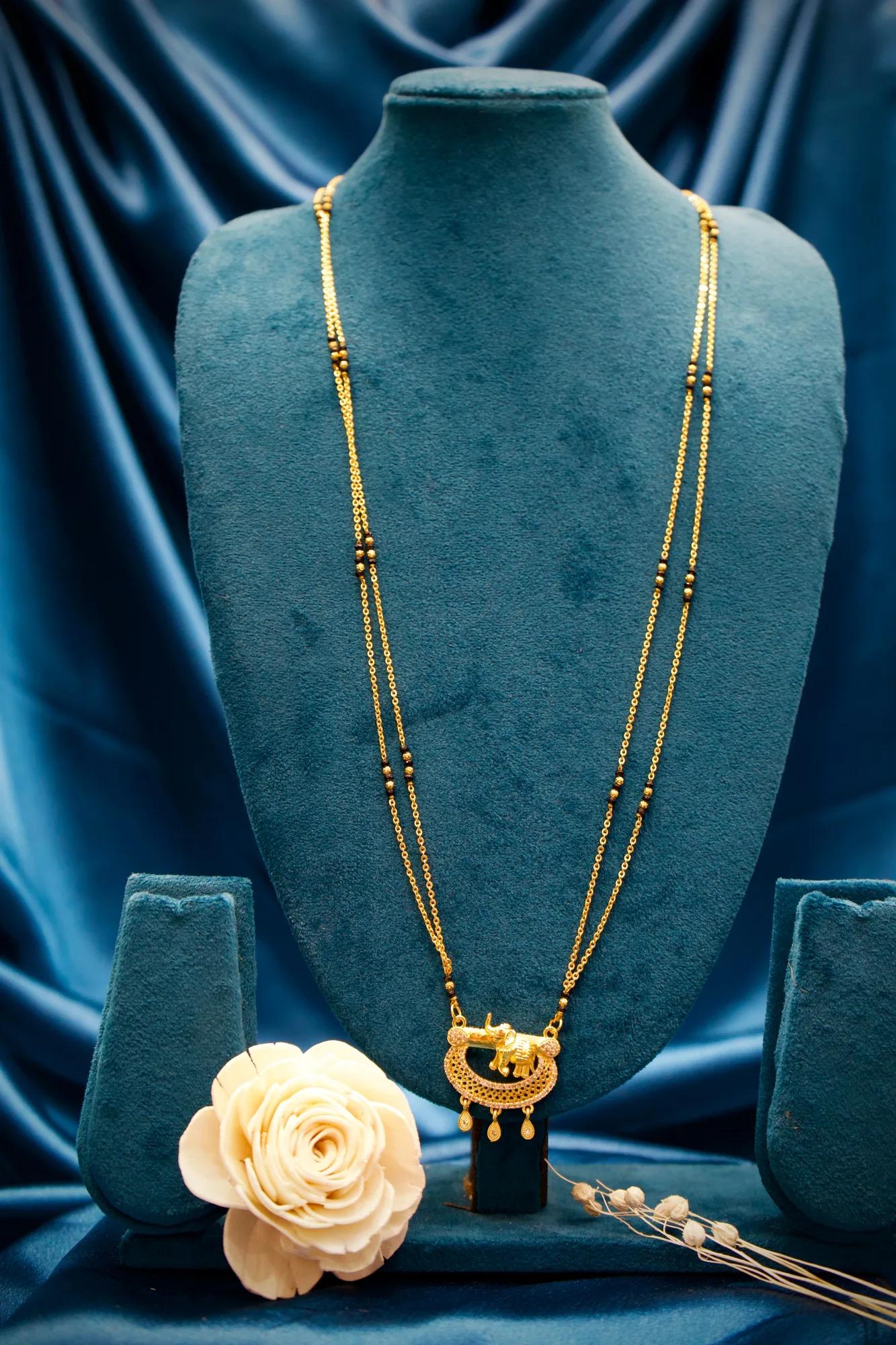 Royal Elephant Motif Mangalsutra Pendant Necklace