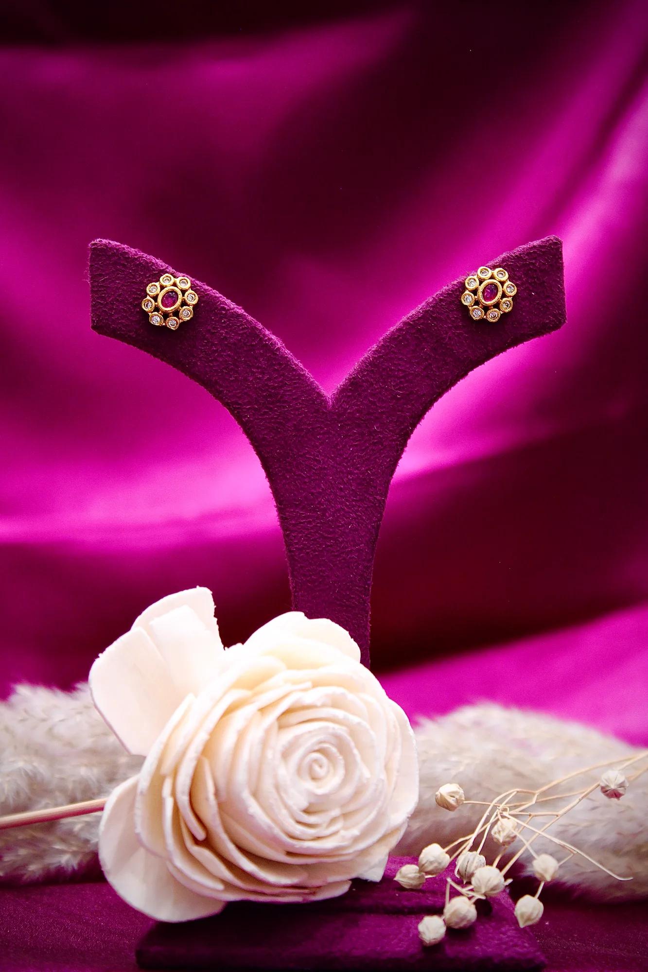 Ruby Stone Pearl Drop Traditional Necklace