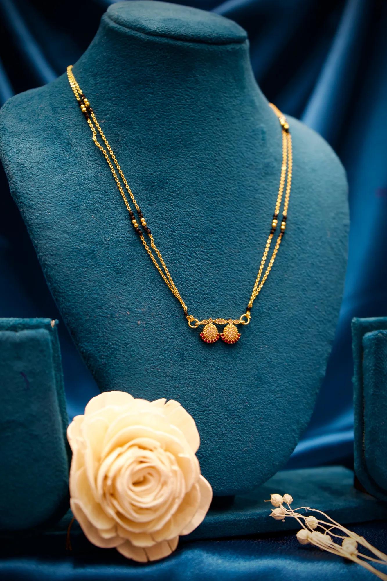 Elegant Twin Floral Charm Mangalsutra Necklace