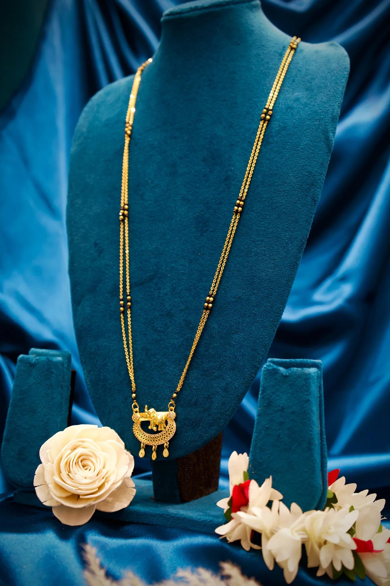 Royal Elephant Motif Mangalsutra Pendant Necklace