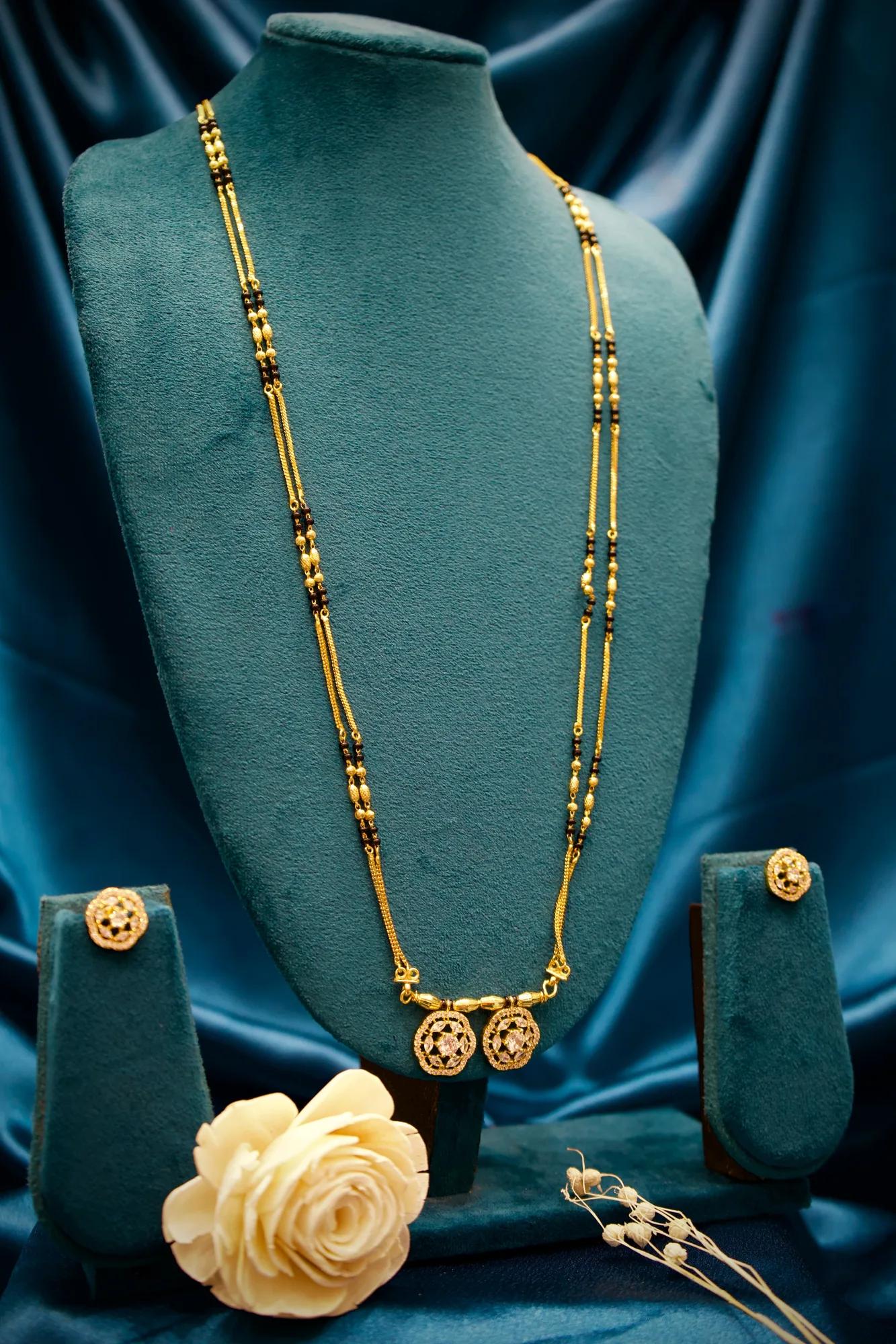Elegant CZ Twin Charm Mangalsutra Set