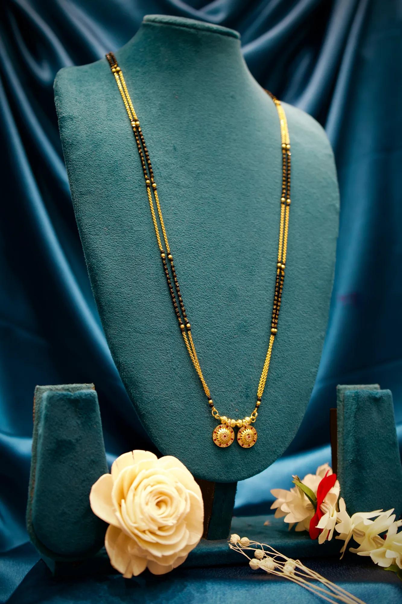 Dual Coin Charm Traditional Mangalsutra Necklace