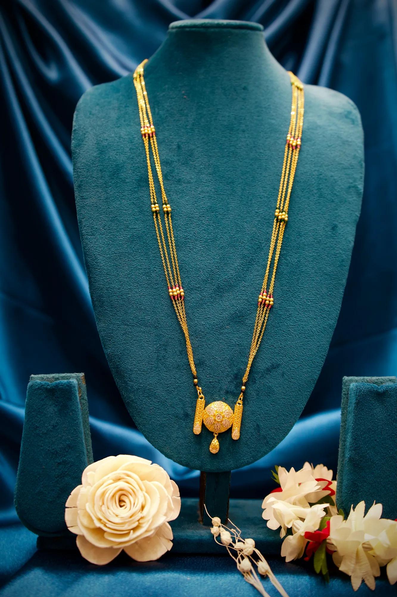 Multi-Strand Floral Crystal Mangalsutra Necklace