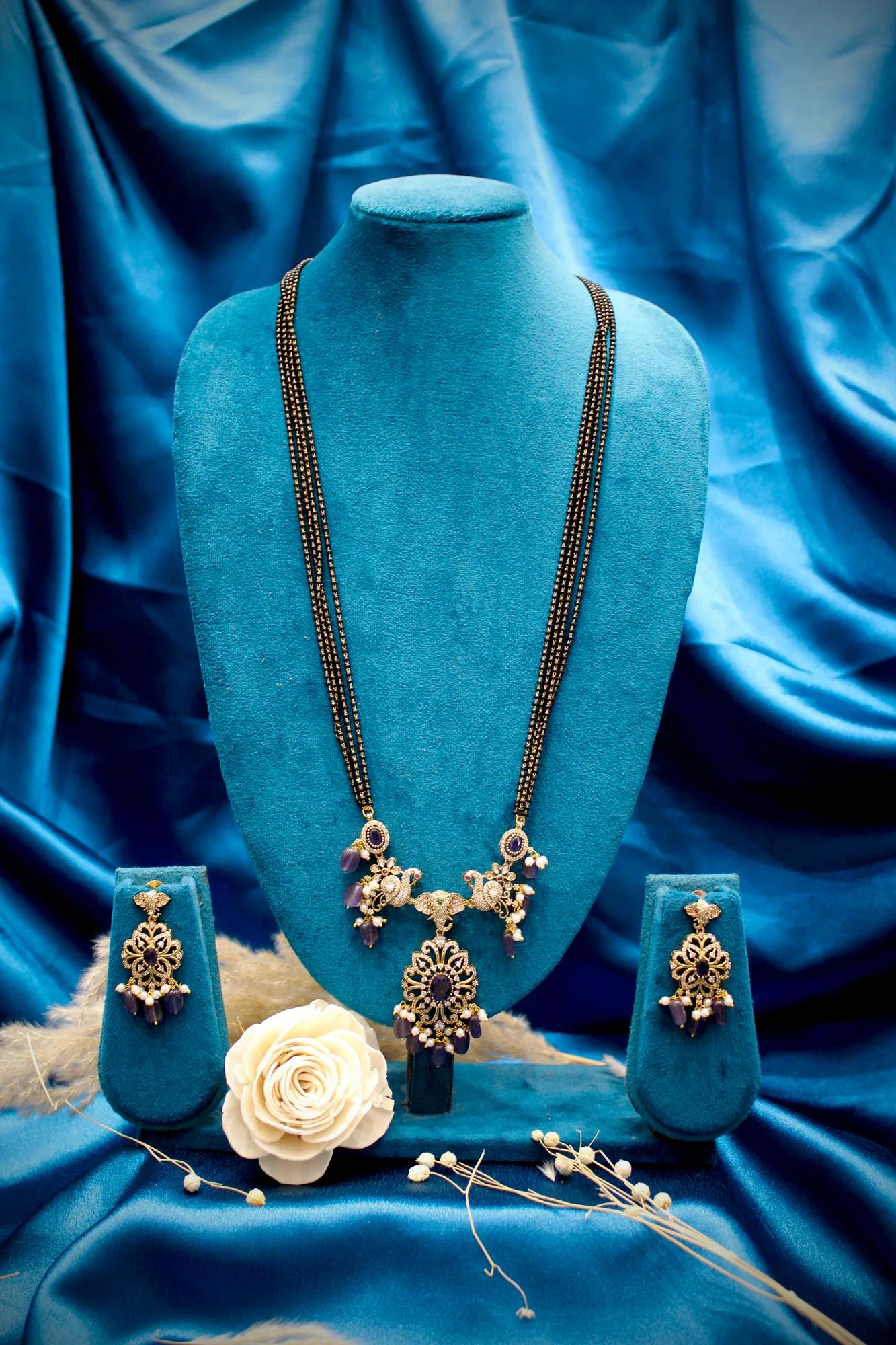 Victorian Peacock Mangalsutra Necklace Set