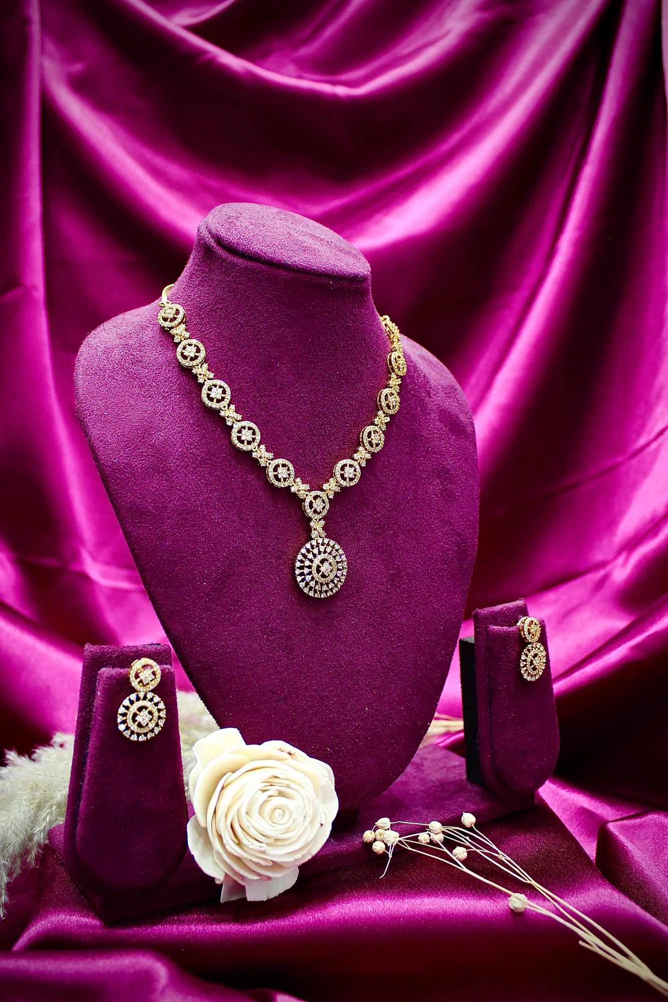 Luxury CZ Pendant Necklace with Circular Motif Design