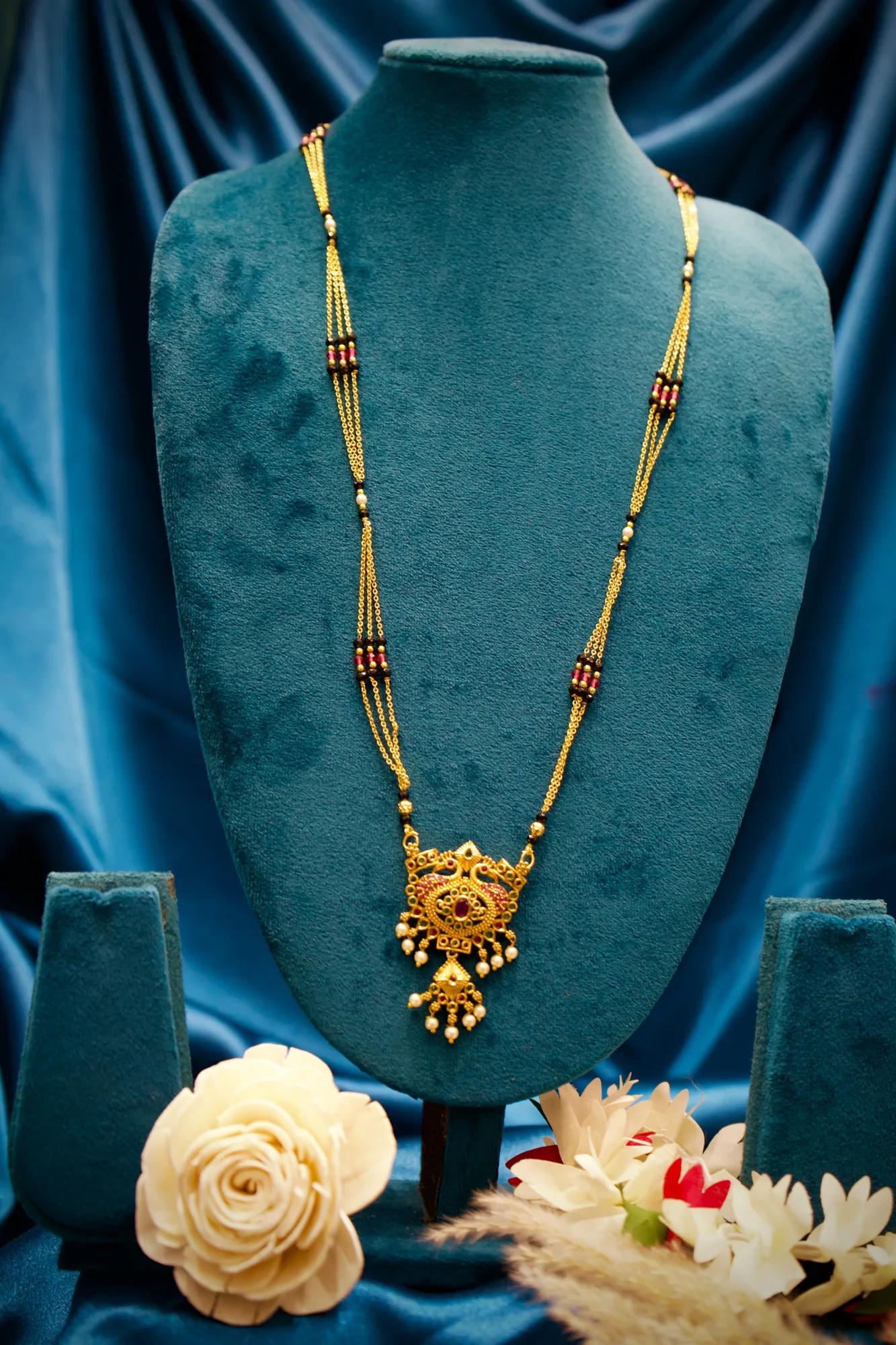 Royal Peacock Pearl Drop Designer Mangalsutra