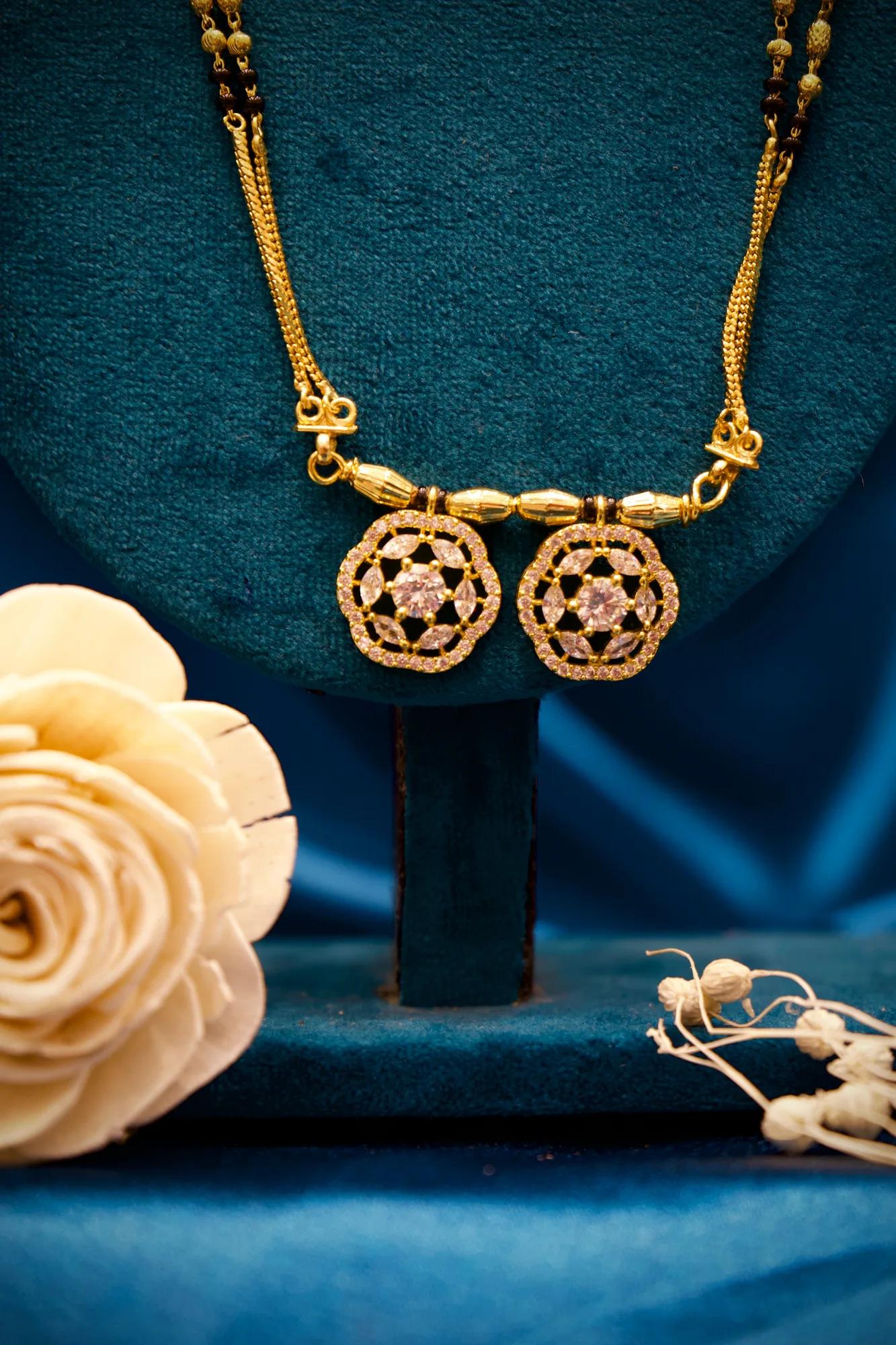 Elegant CZ Twin Charm Mangalsutra Set