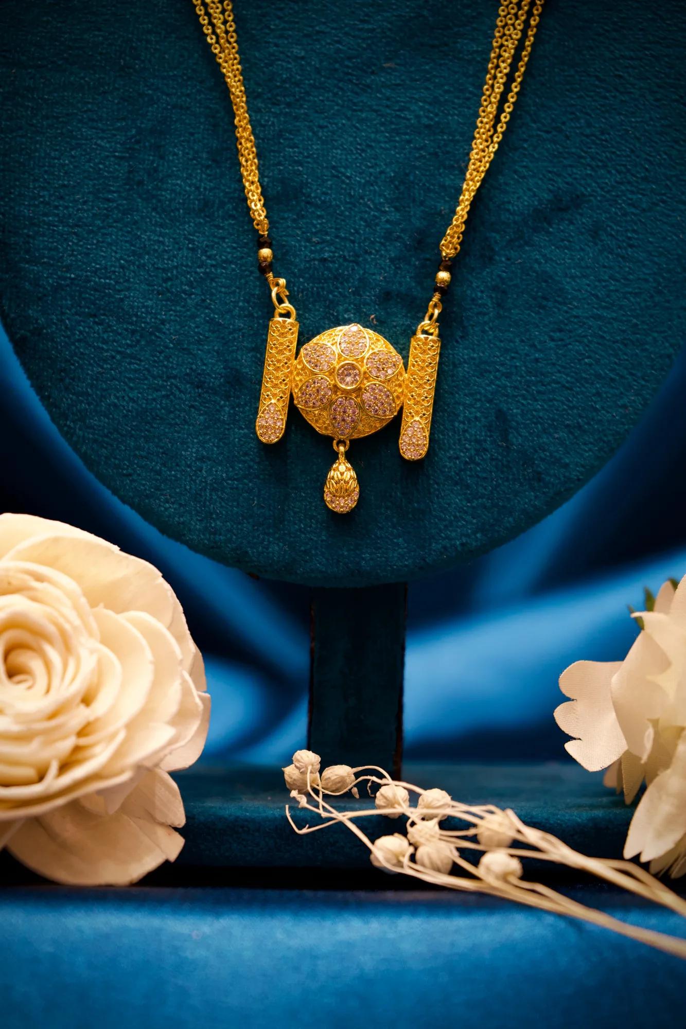 Multi-Strand Floral Crystal Mangalsutra Necklace