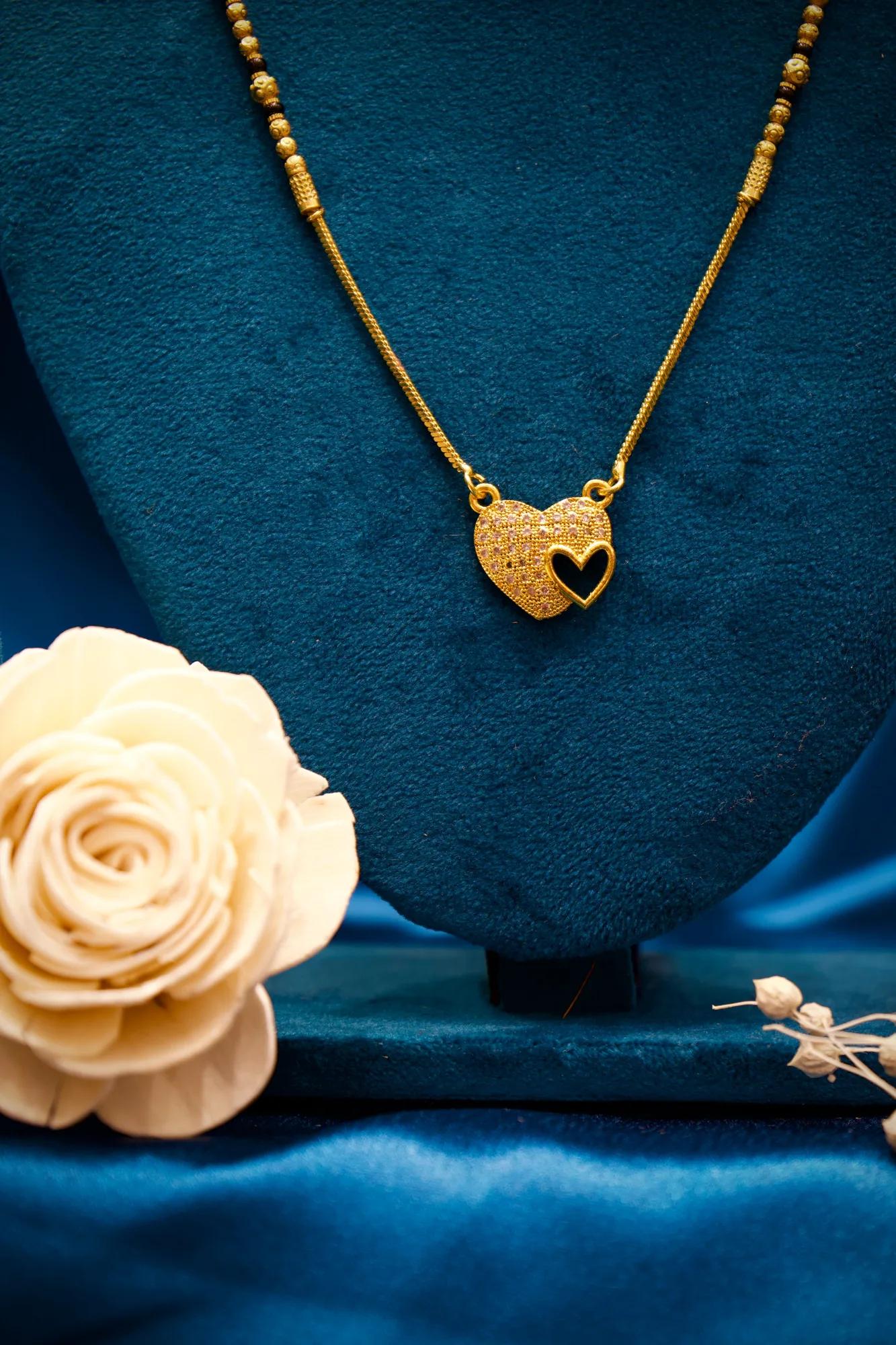 Elegant Heart Charm Mangalsutra Necklace