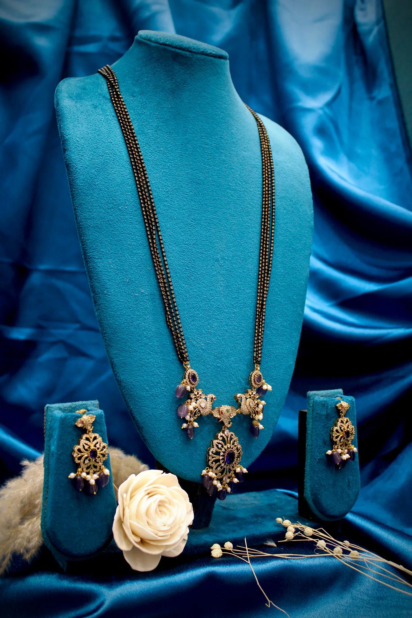 Victorian Peacock Mangalsutra Necklace Set