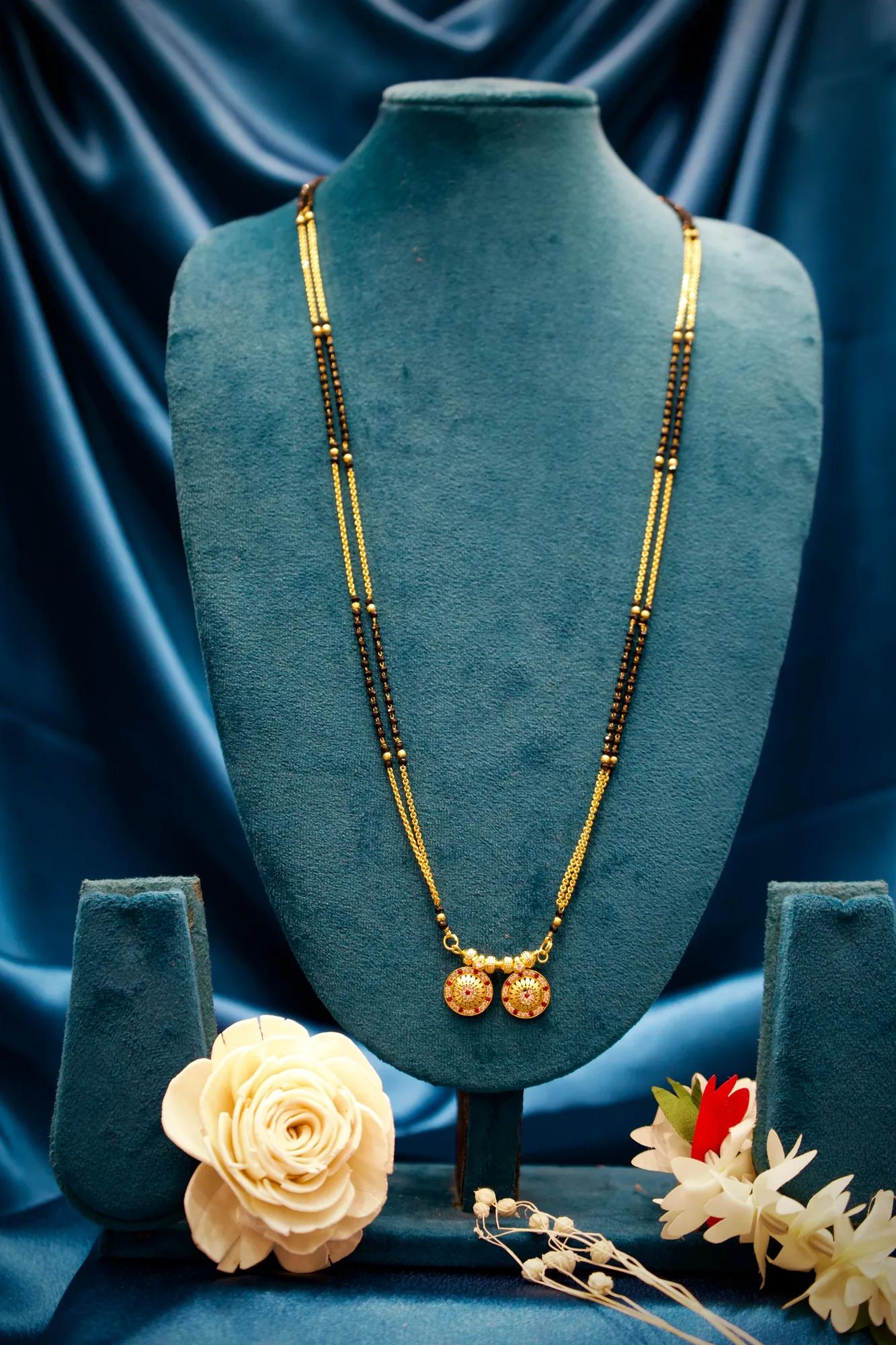 Dual Coin Charm Traditional Mangalsutra Necklace
