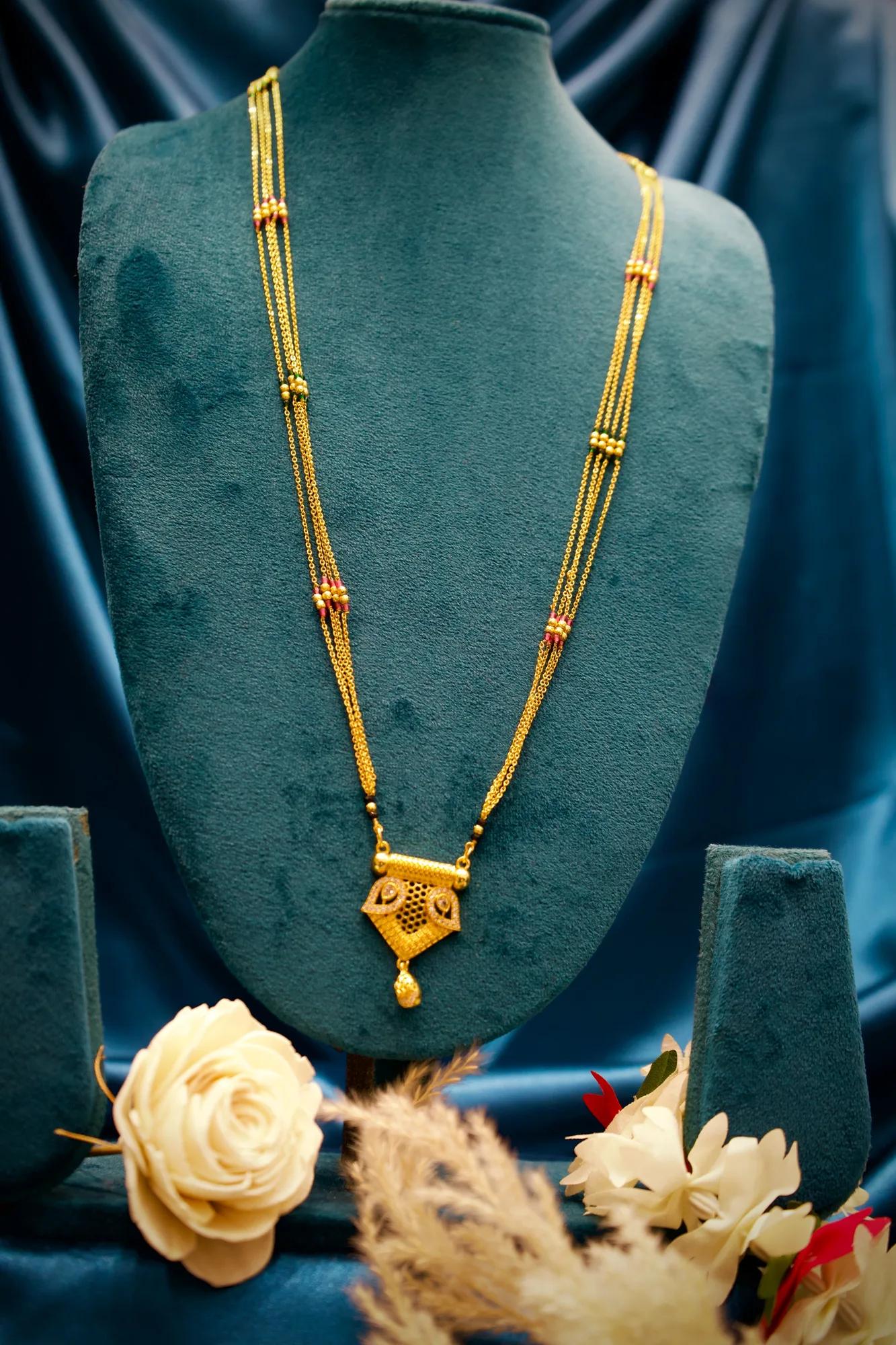 Designer Geometric Crystal Mangalsutra Necklace
