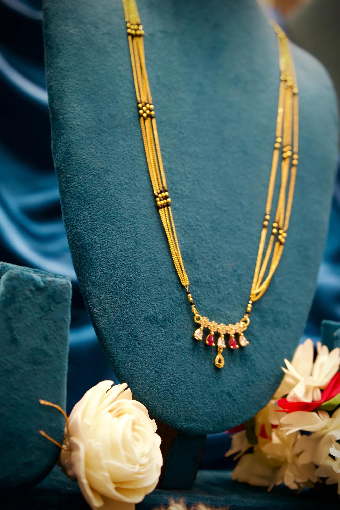 Ruby & Crystal Drop Designer Mangalsutra Necklace