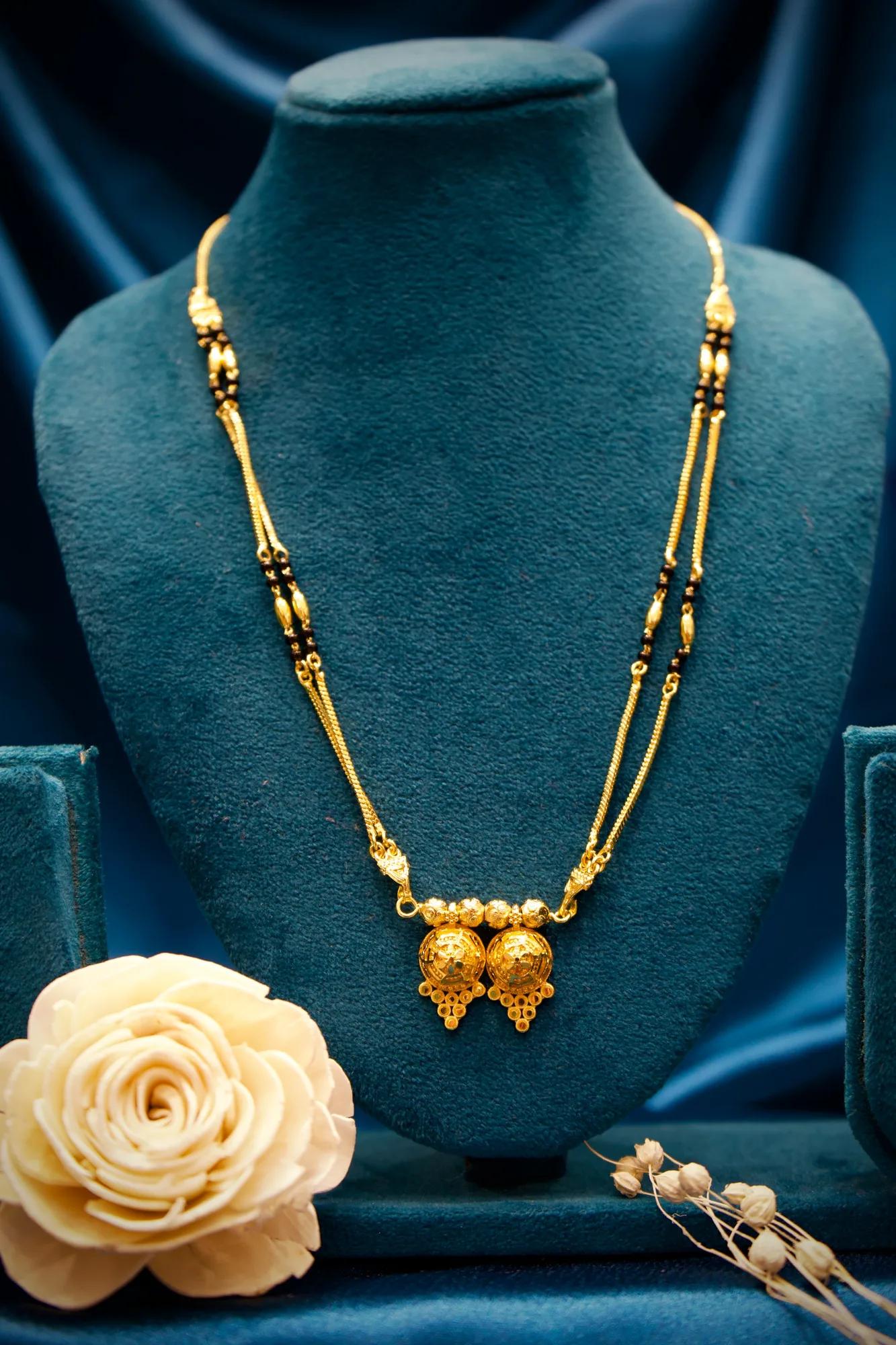 Traditional Dual Jhumka Gold Mangalsutra Necklace