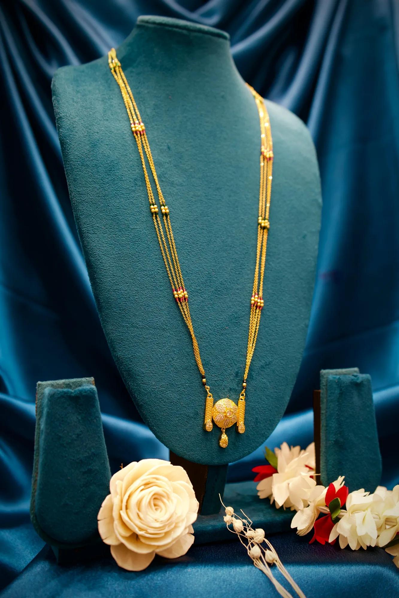 Multi-Strand Floral Crystal Mangalsutra Necklace