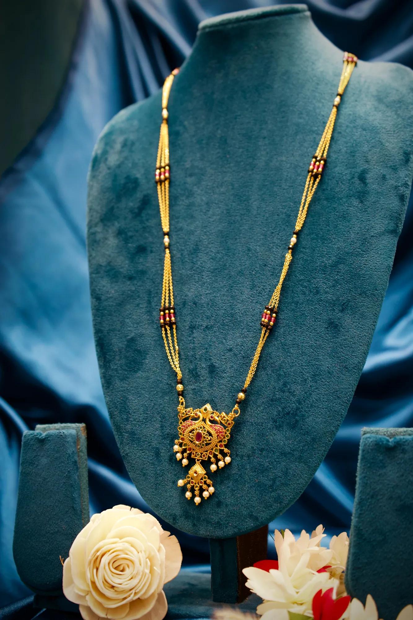 Royal Peacock Pearl Drop Designer Mangalsutra