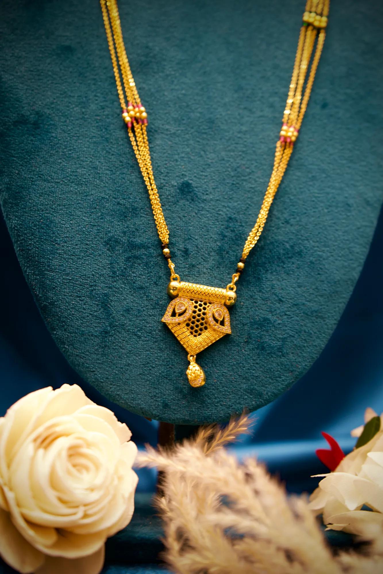 Designer Geometric Crystal Mangalsutra Necklace