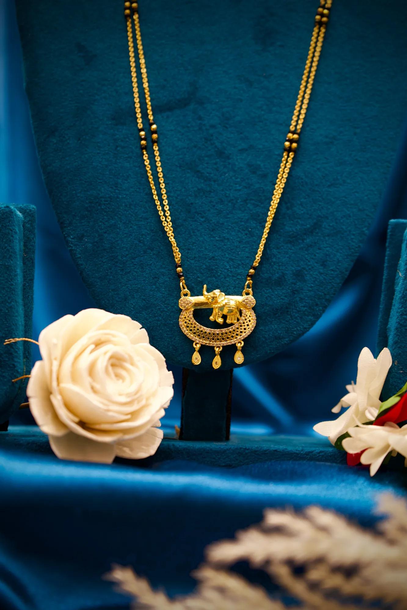 Royal Elephant Motif Mangalsutra Pendant Necklace