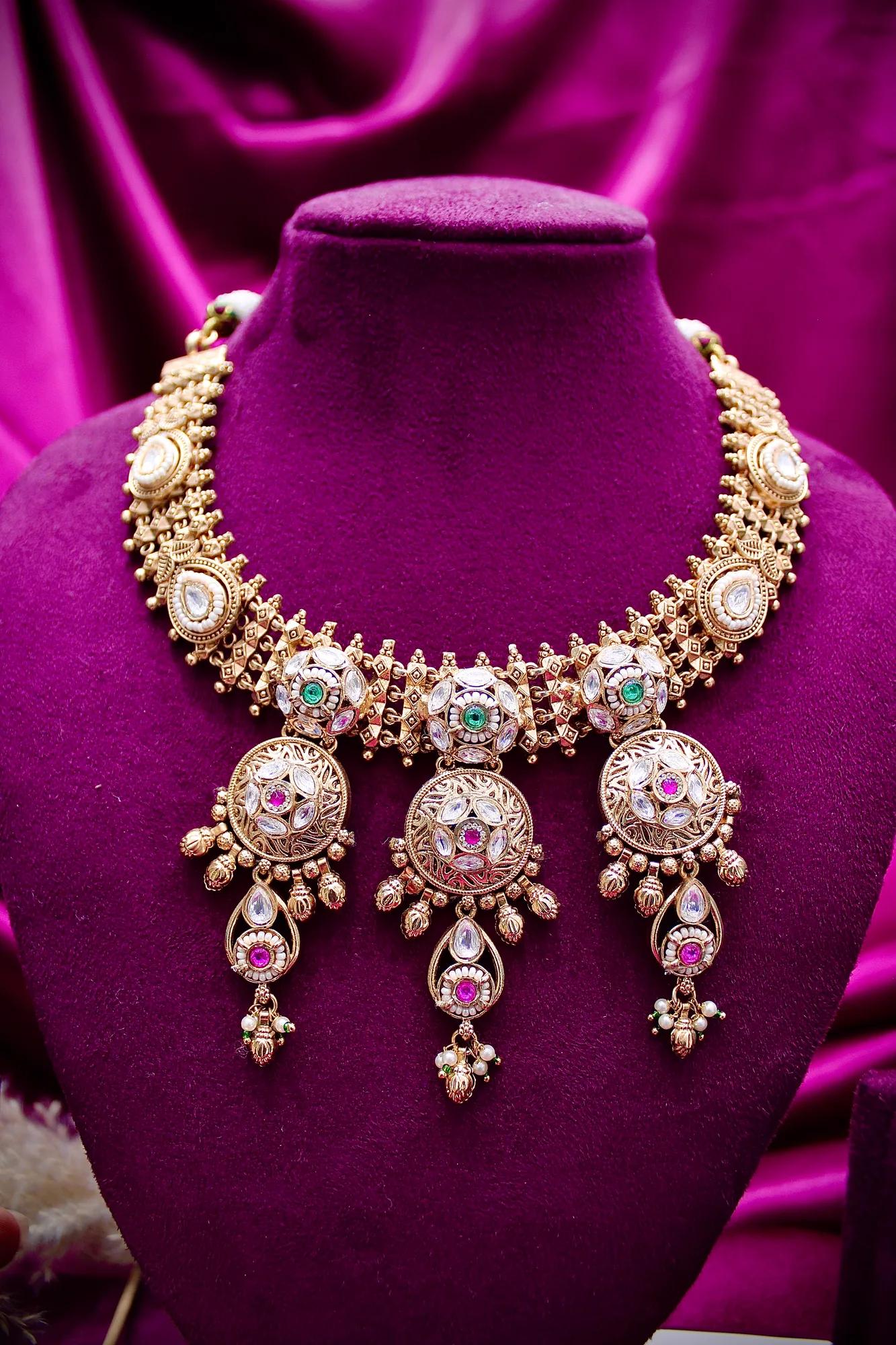 Royal Kundan Drop Statement Necklace Set