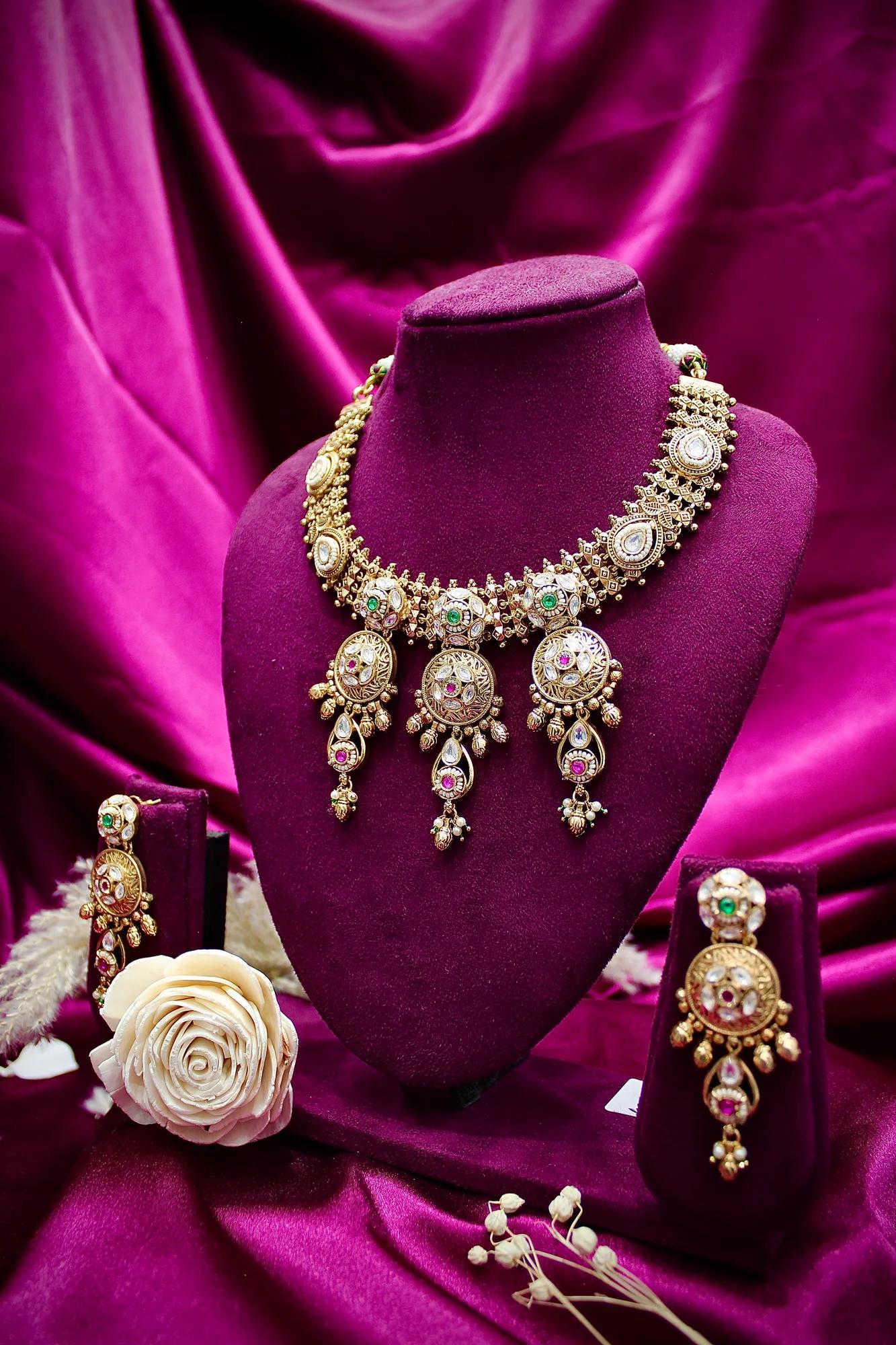 Royal Kundan Drop Statement Necklace Set