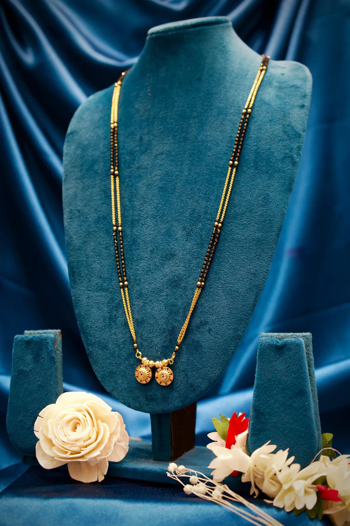 Dual Coin Charm Traditional Mangalsutra Necklace