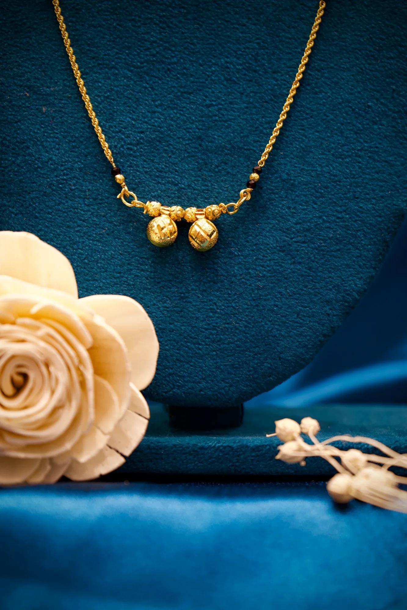 Classic Twin Bead Mangalsutra Necklace with Pink Accents