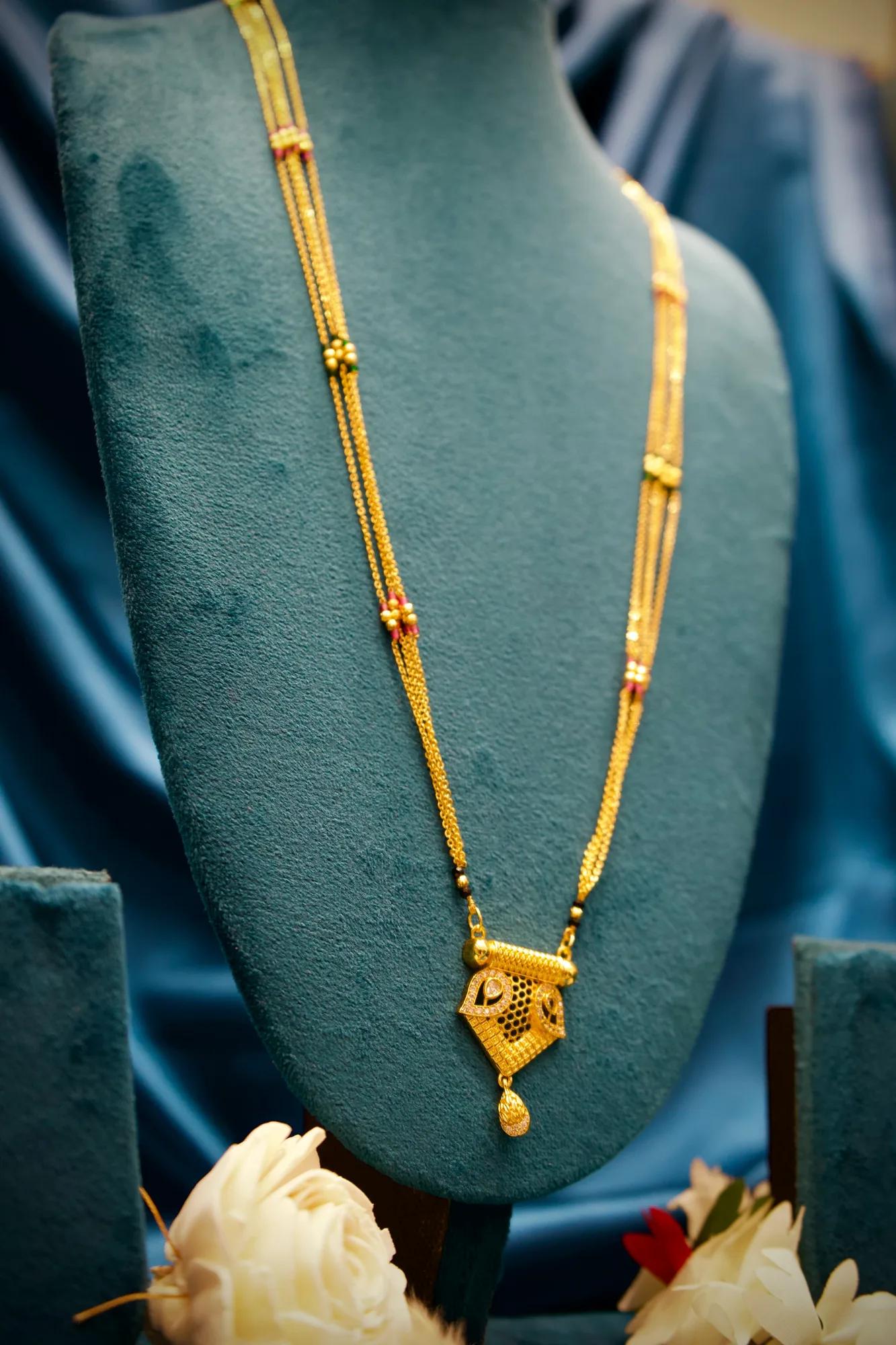 Designer Geometric Crystal Mangalsutra Necklace
