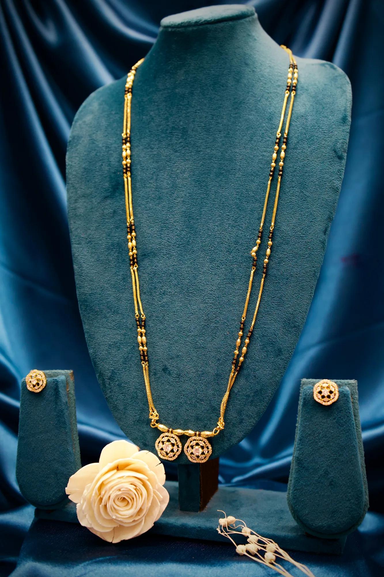 Elegant CZ Twin Charm Mangalsutra Set