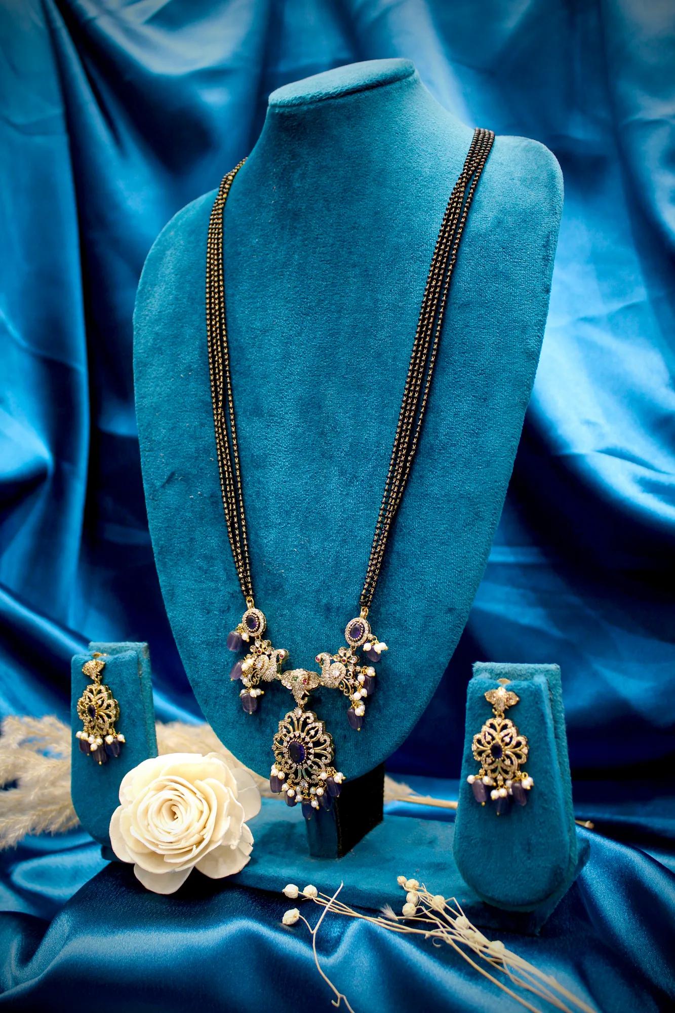 Victorian Peacock Mangalsutra Necklace Set
