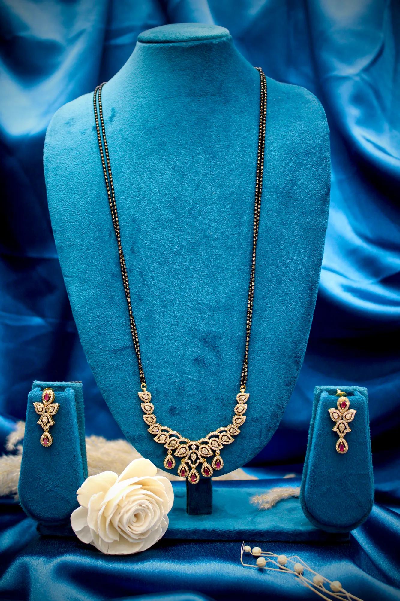 Ruby Leaf Victorian Mangalsutra Set