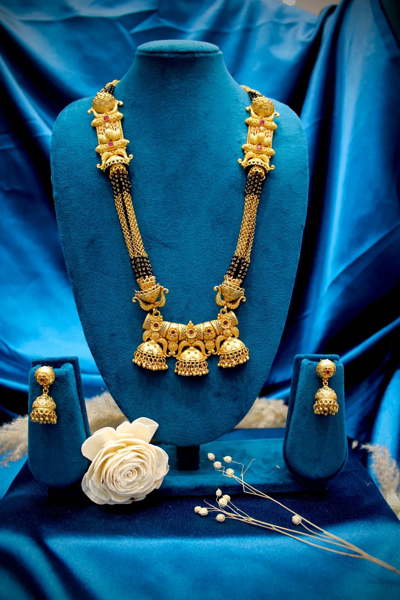 Royal Antique Gold Temple Design Mangalsutra Set