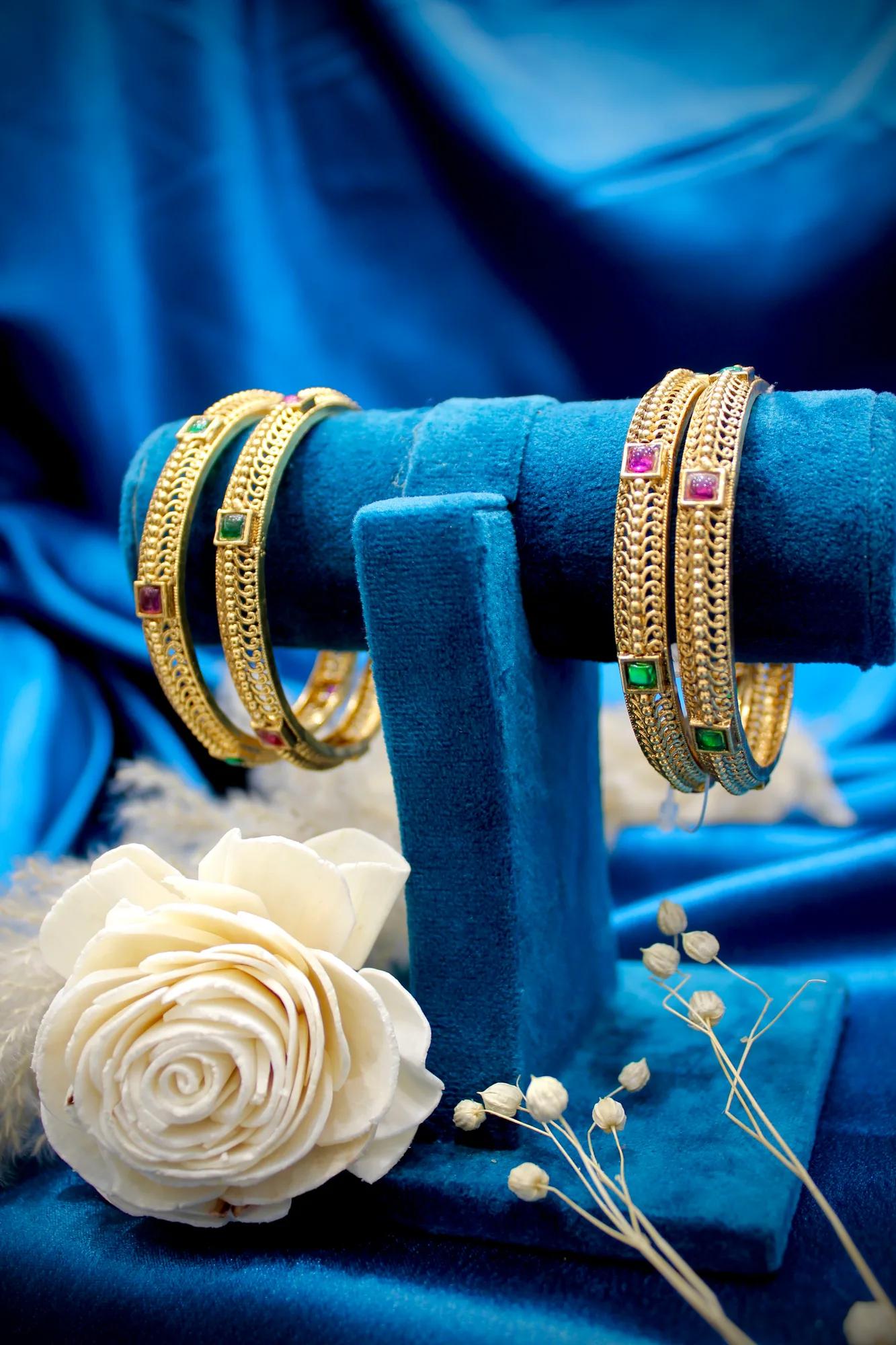 Ruby & Emerald Antique Designer Bangles Set