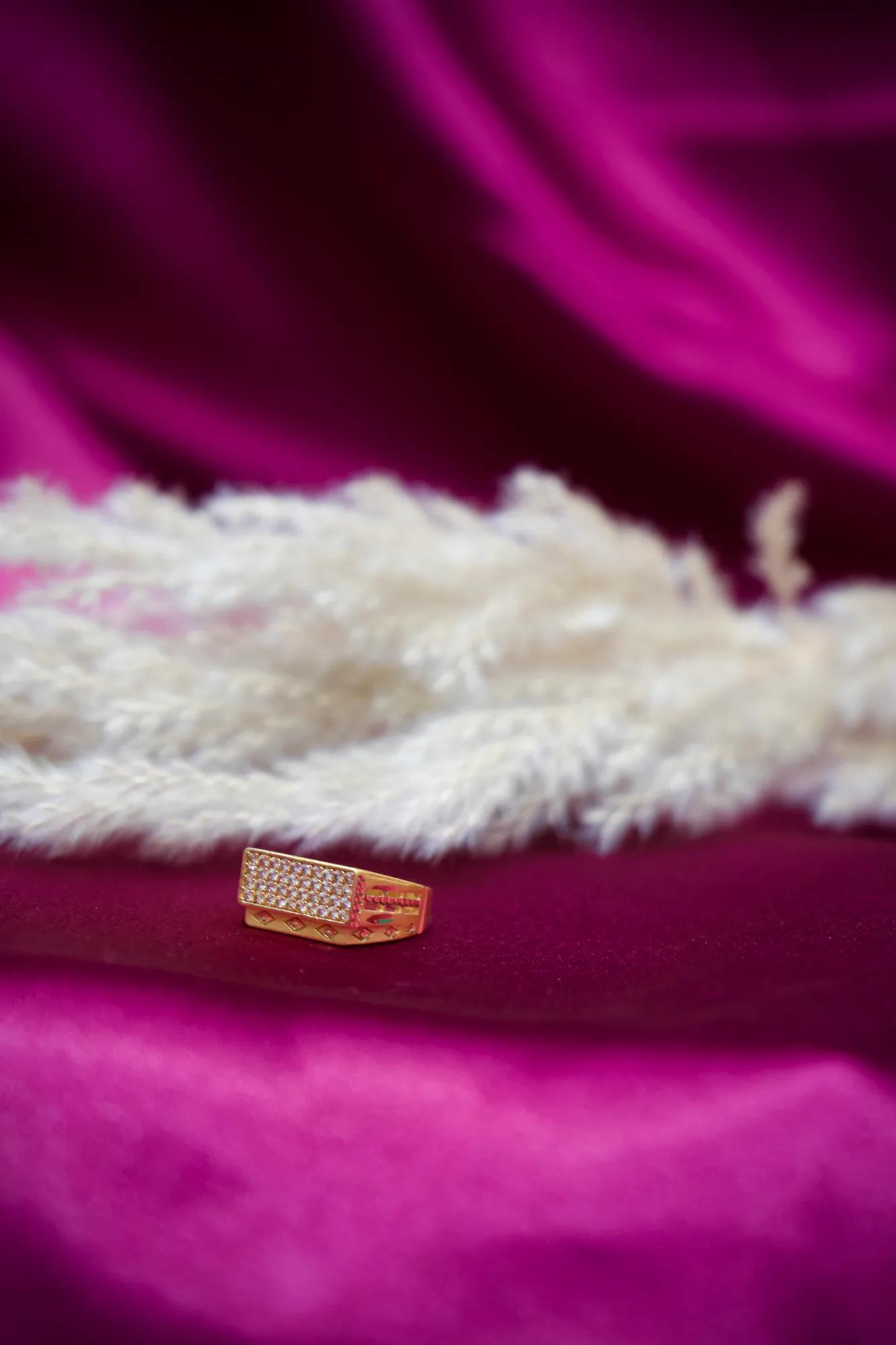 Pave CZ Bar Statement Ring