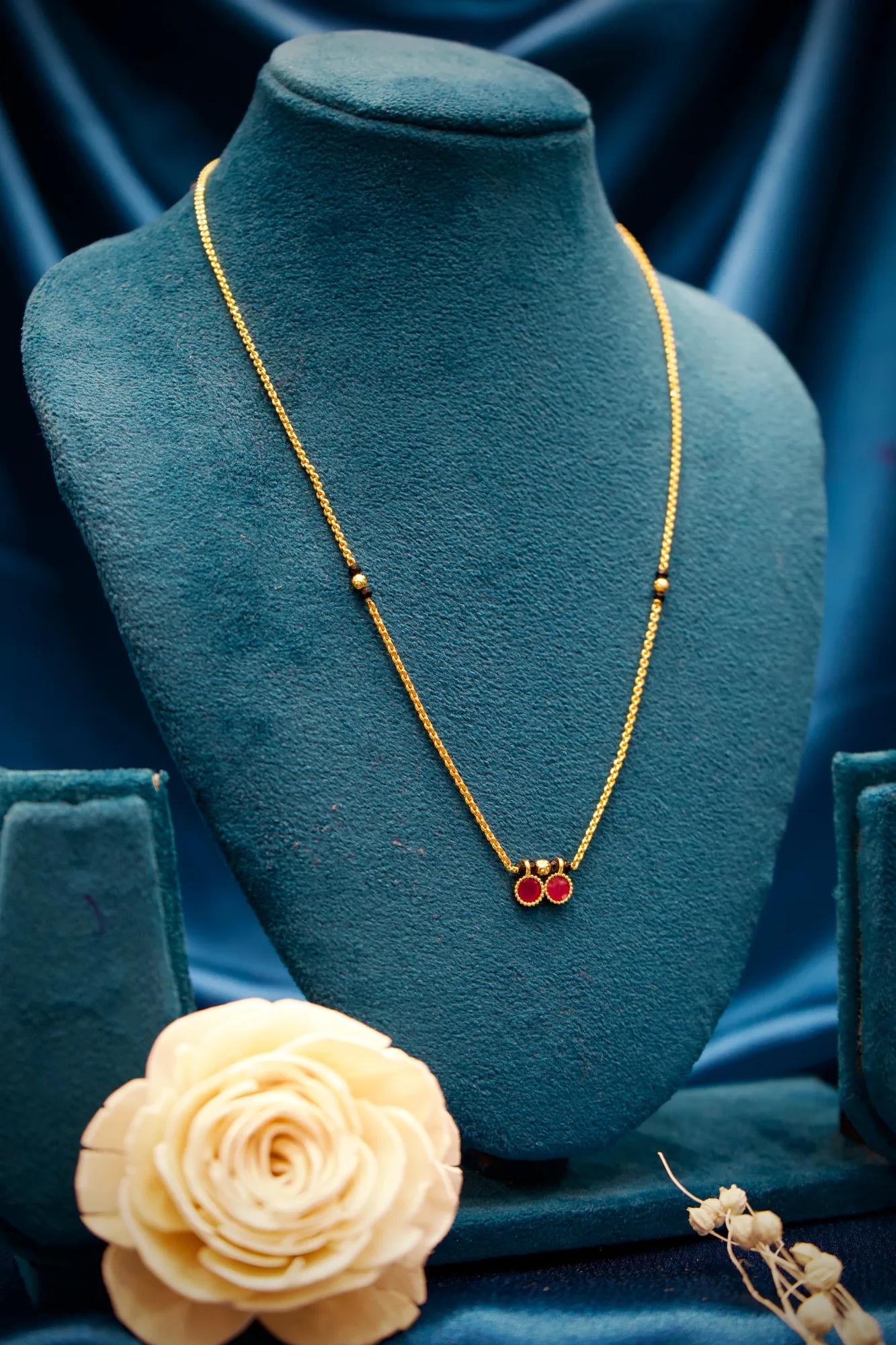 Ruby Twin Charm Minimalist Mangalsutra Necklace