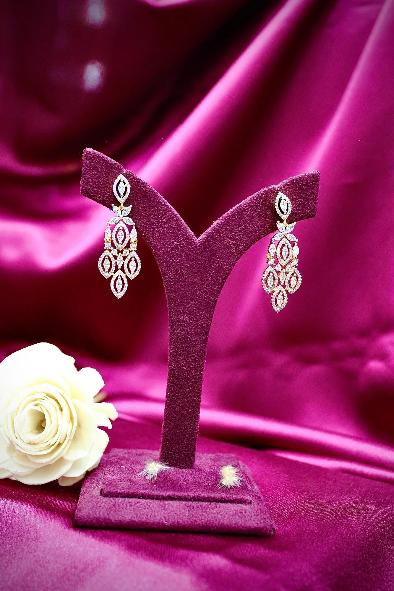 Luxury American Diamond Choker Set with Designer Drop Earrings