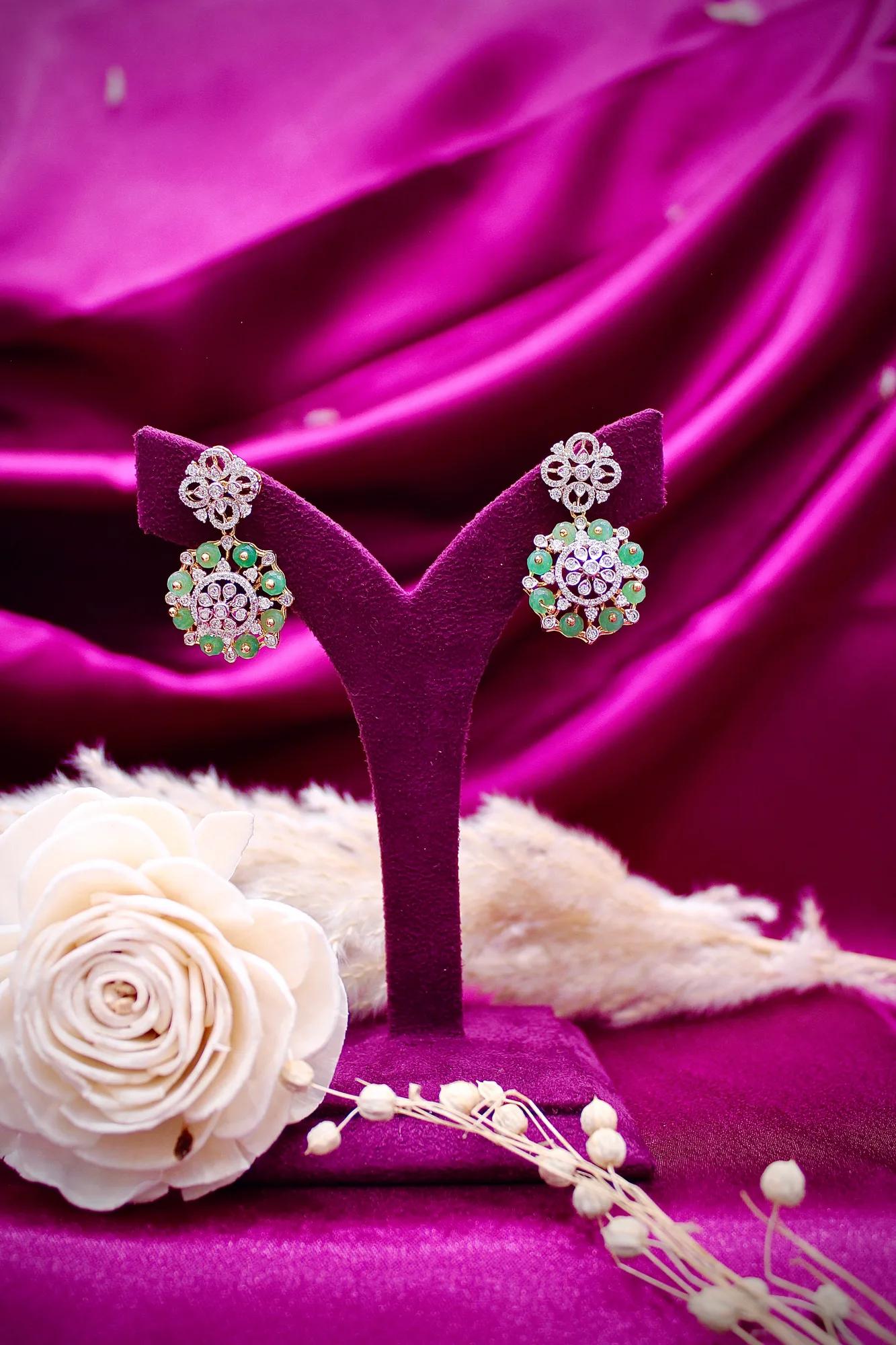Emerald & Ruby Accent American Diamond Pendant Necklace Set