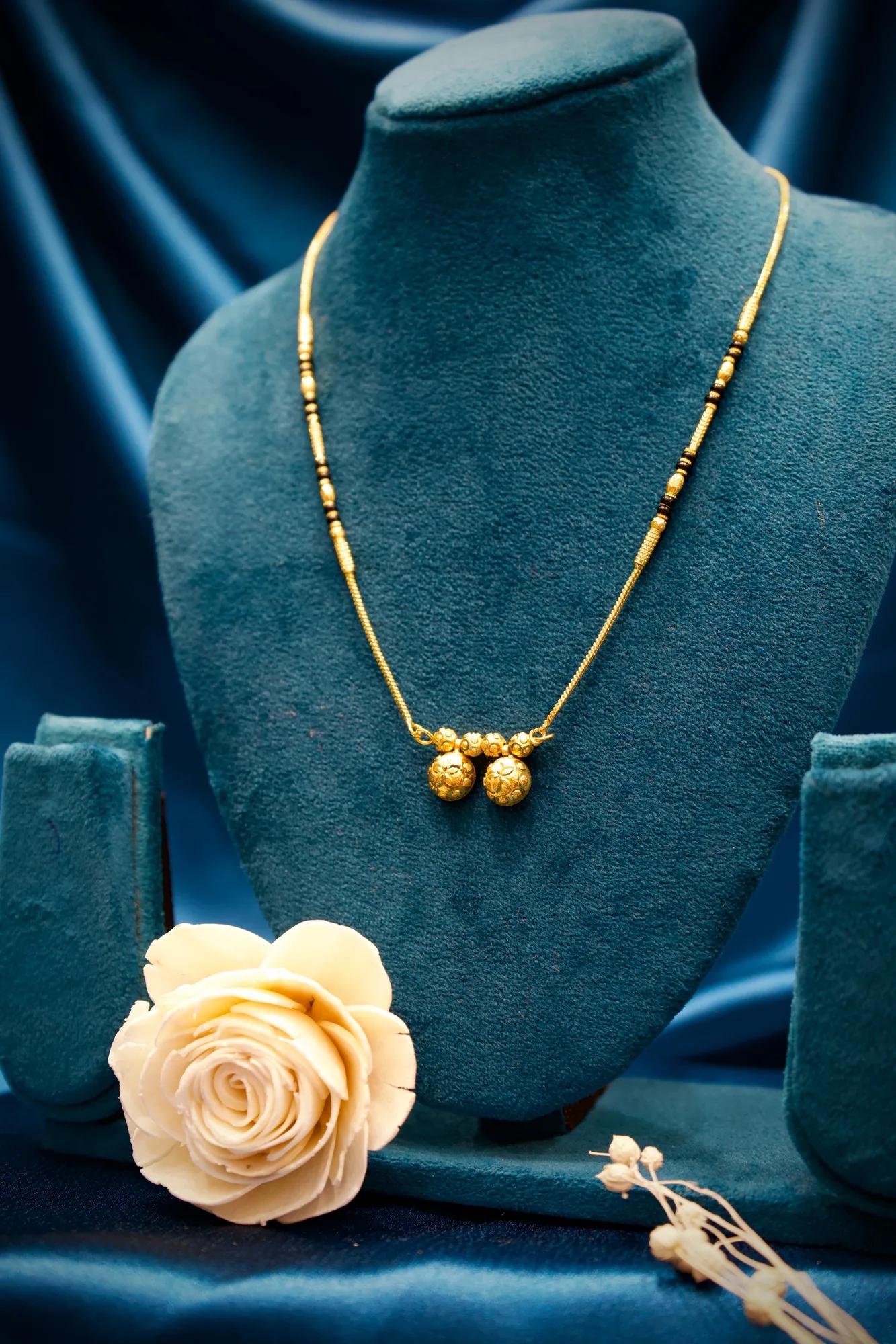 Traditional Twin Floral Bead Mangalsutra Necklace