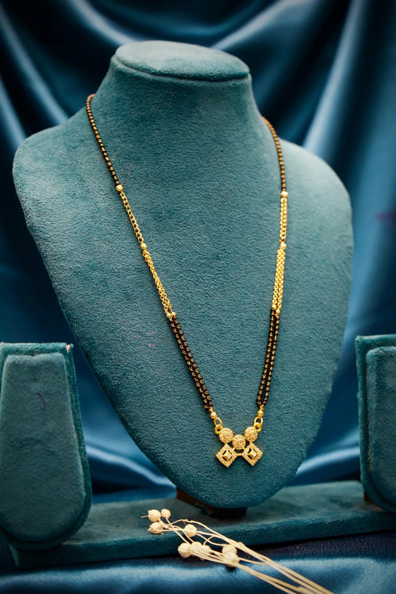Elegant Twin Charm Stone-Studded Mangalsutra Necklace