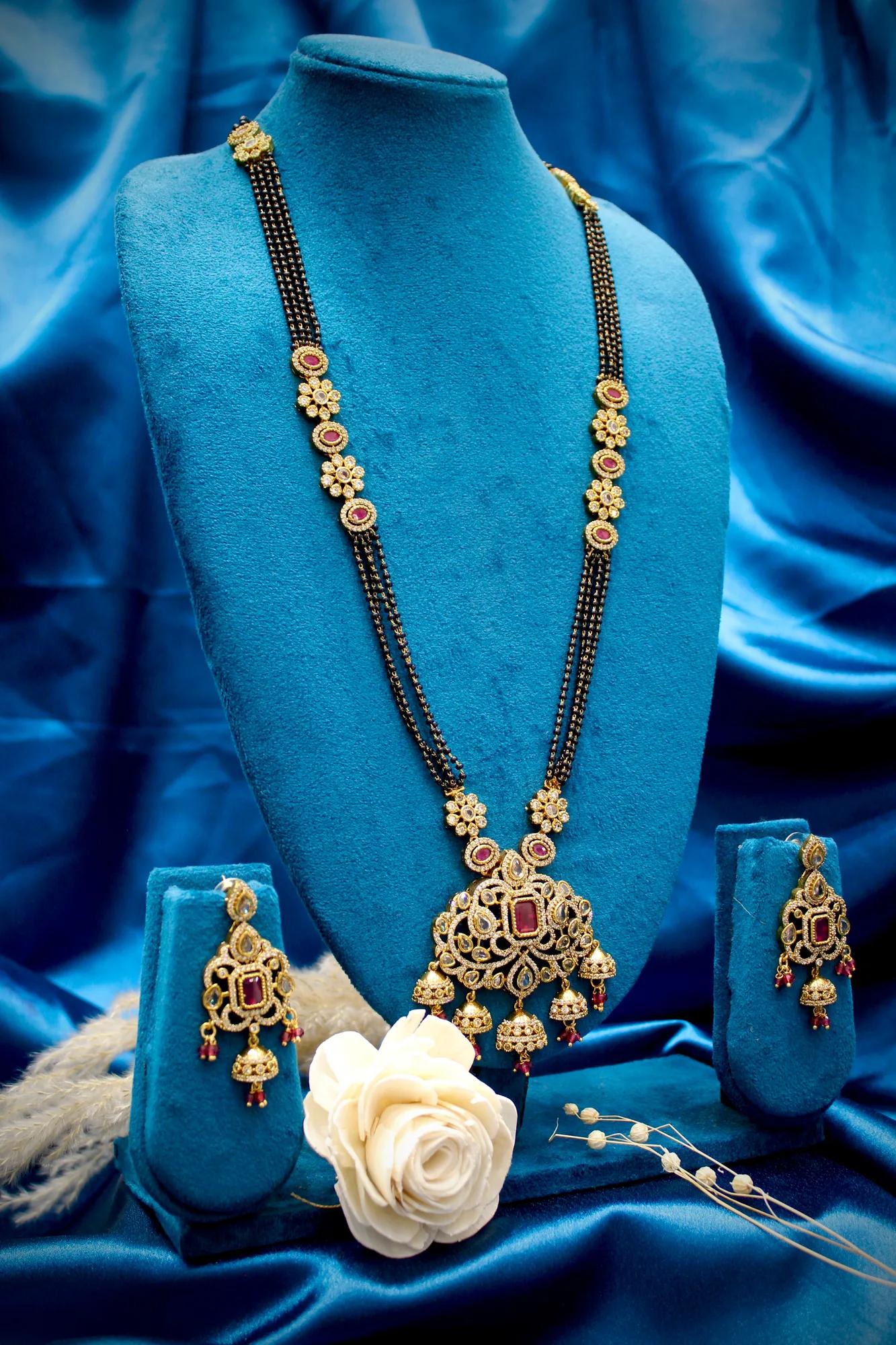 Victorian Ruby Floral Mangalsutra Set