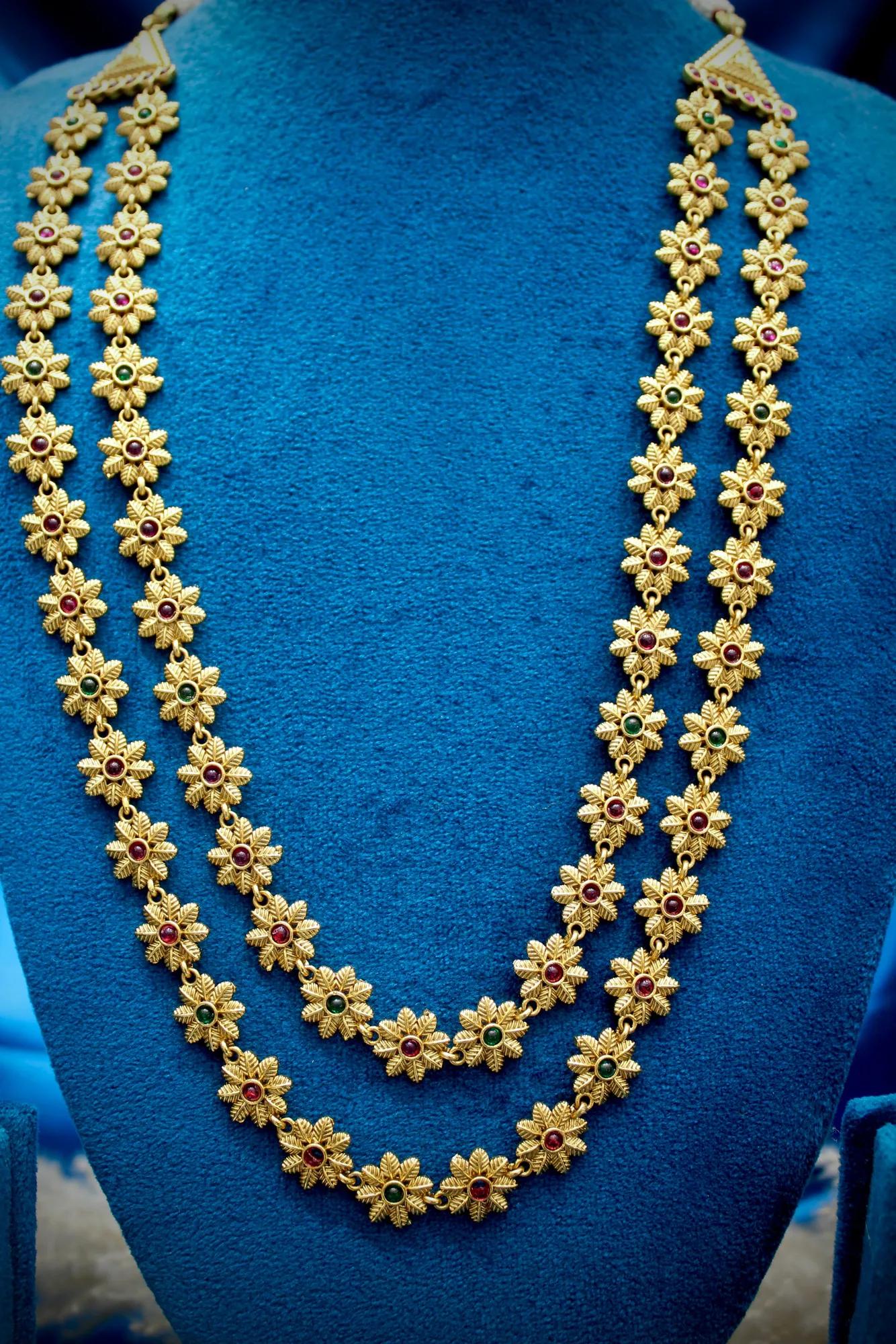 Traditional Floral Gold-Tone Necklace Set