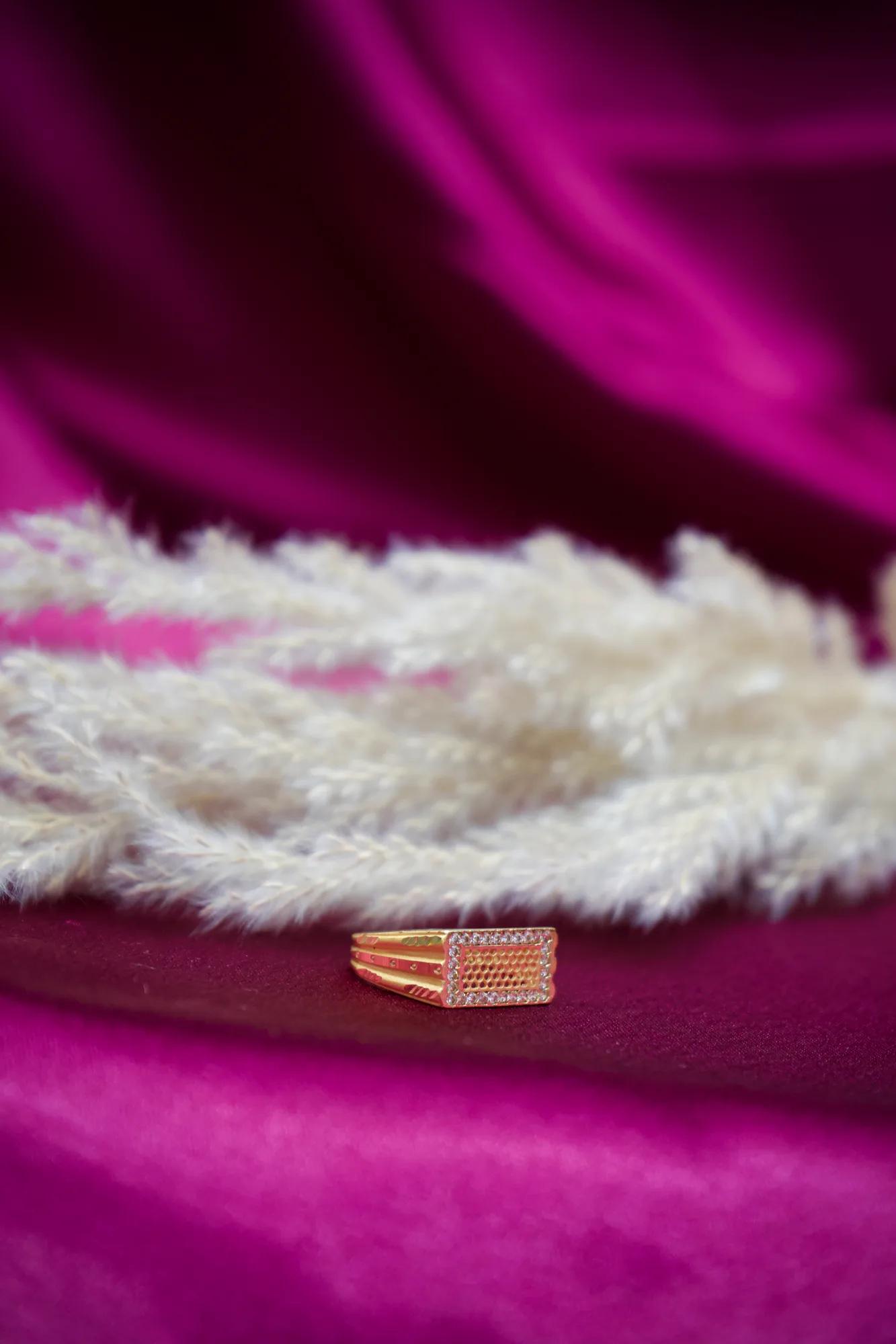 Rectangular CZ Border Designer Ring