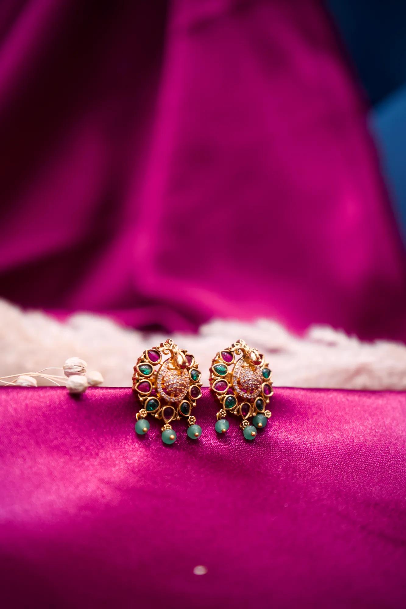 Traditional Multicolor Paisley Floral Stud Earrings